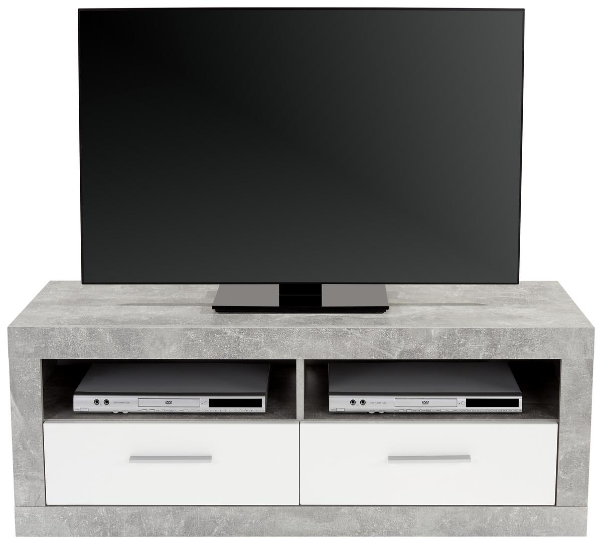 Element TV Malta - alb/gri, Modern, material pe bază de lemn (128/50/42cm) - Modern Living