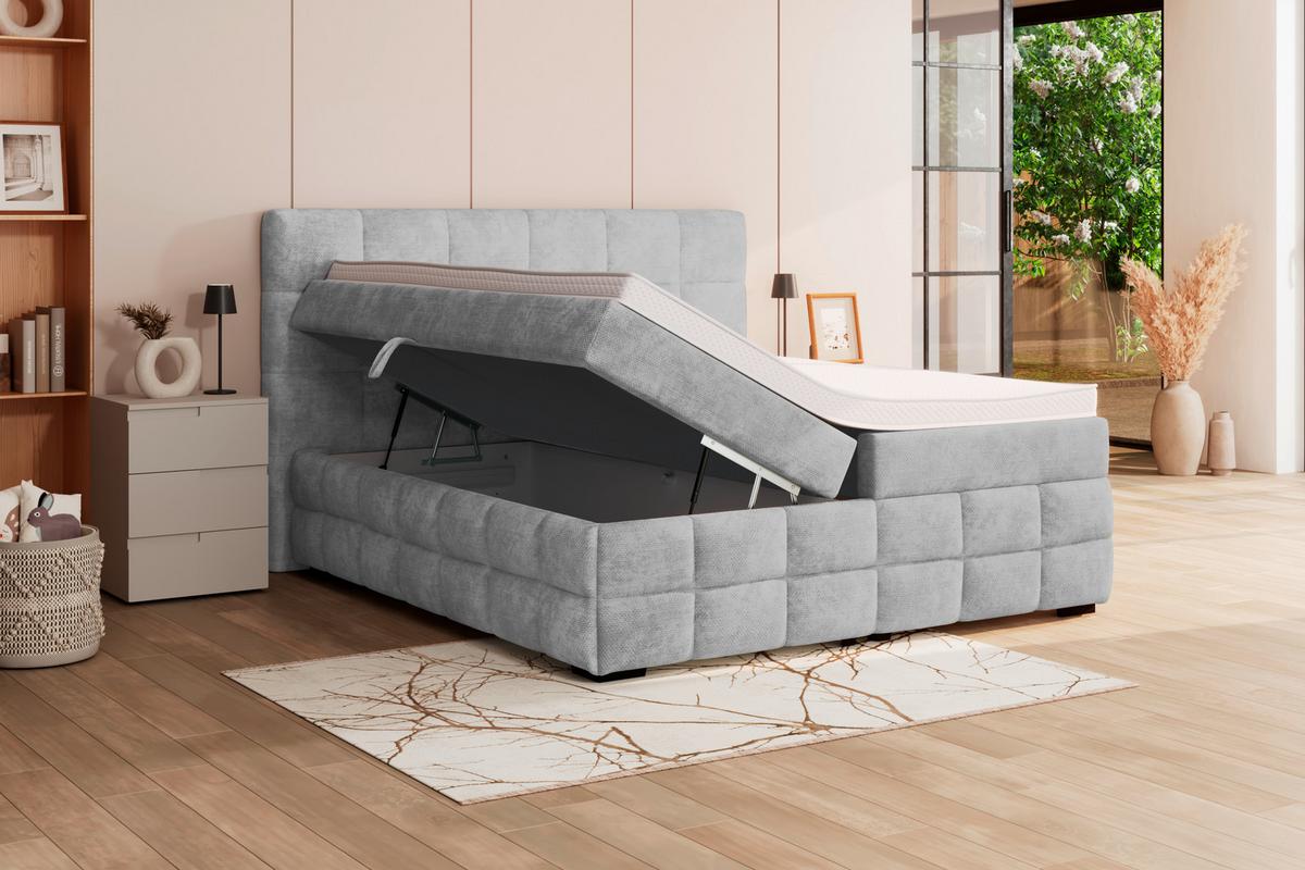 PAT BOX VEGA - gri deschis/verde, Trend, lemn/textil (160/200cm) - Modern Living