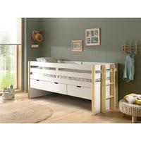 Stauraumbett Holz Margrit ca. 90x200 cm Weiß - Weiß/Kieferfarben, MODERN, Holz/Holzwerkstoff (90/200cm) - Vipack