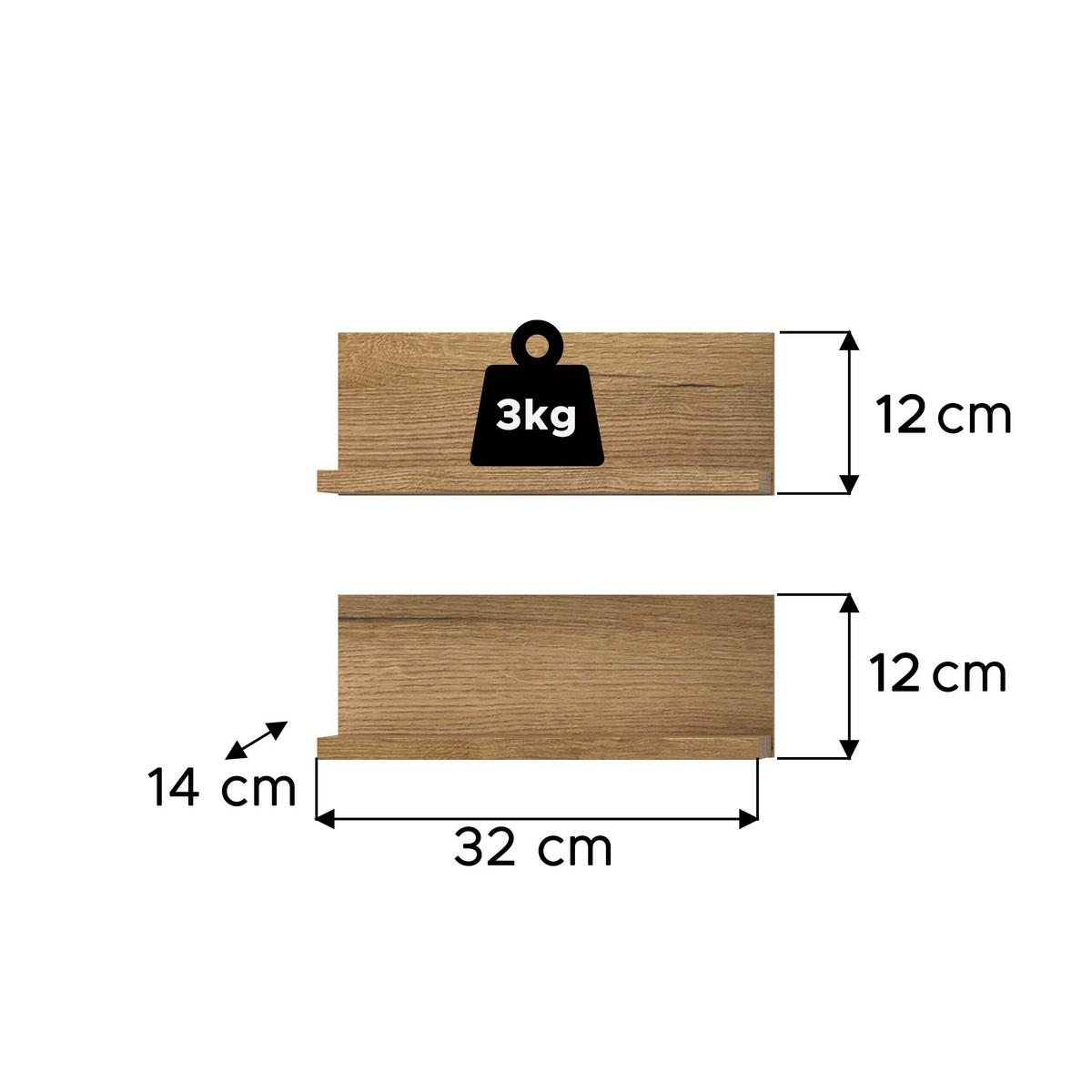 Badezimmerregal Aqua Eichefarben - Eichefarben, Trend, Holzwerkstoff (32/12/14cm) - MID.YOU
