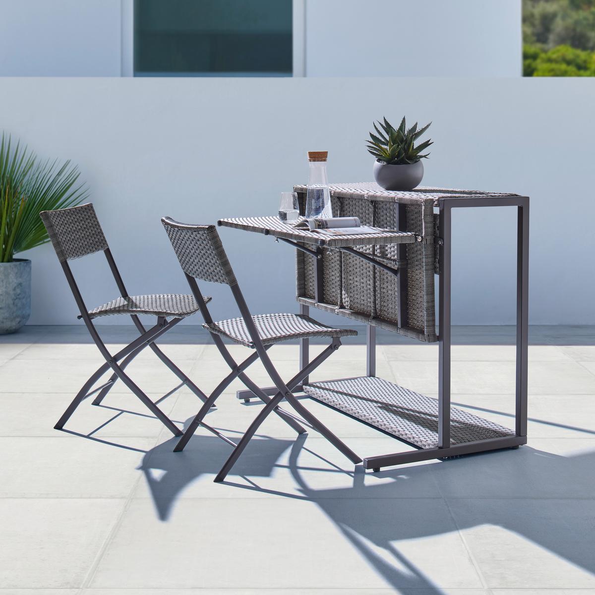 Balkonski Set Mario - sivo-smeđa, Moderno, tekstil/metal (110/86,5/80cm) - Bessagi Garden