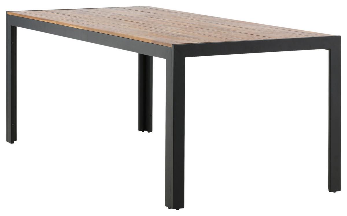 GARTENTISCH BOIS - Schwarz/Akaziefarben, KONVENTIONELL, Holz/Metall (205/90/75cm) - Gardenson
