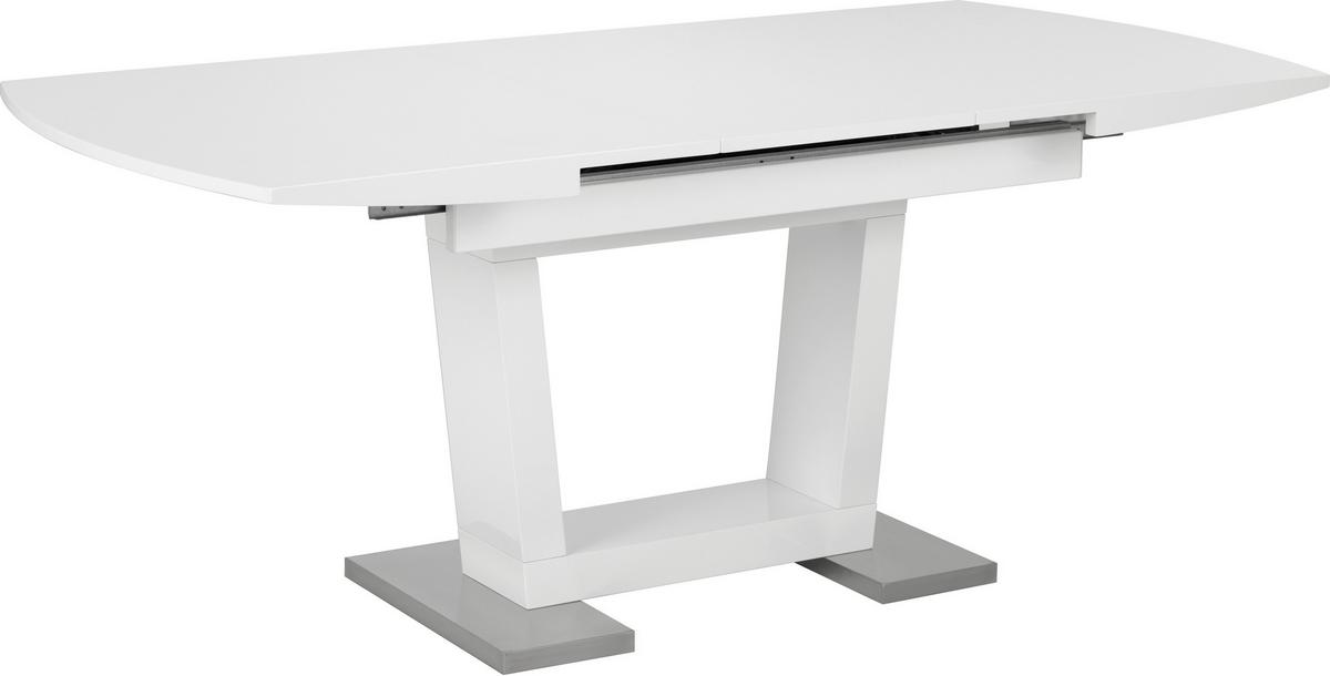 STÓŁ ROZSUWANY MARLON - kolor stalowy/biały, Modern, materiał drewnopochodny/metal (140-180/90/76cm) - Mömax
