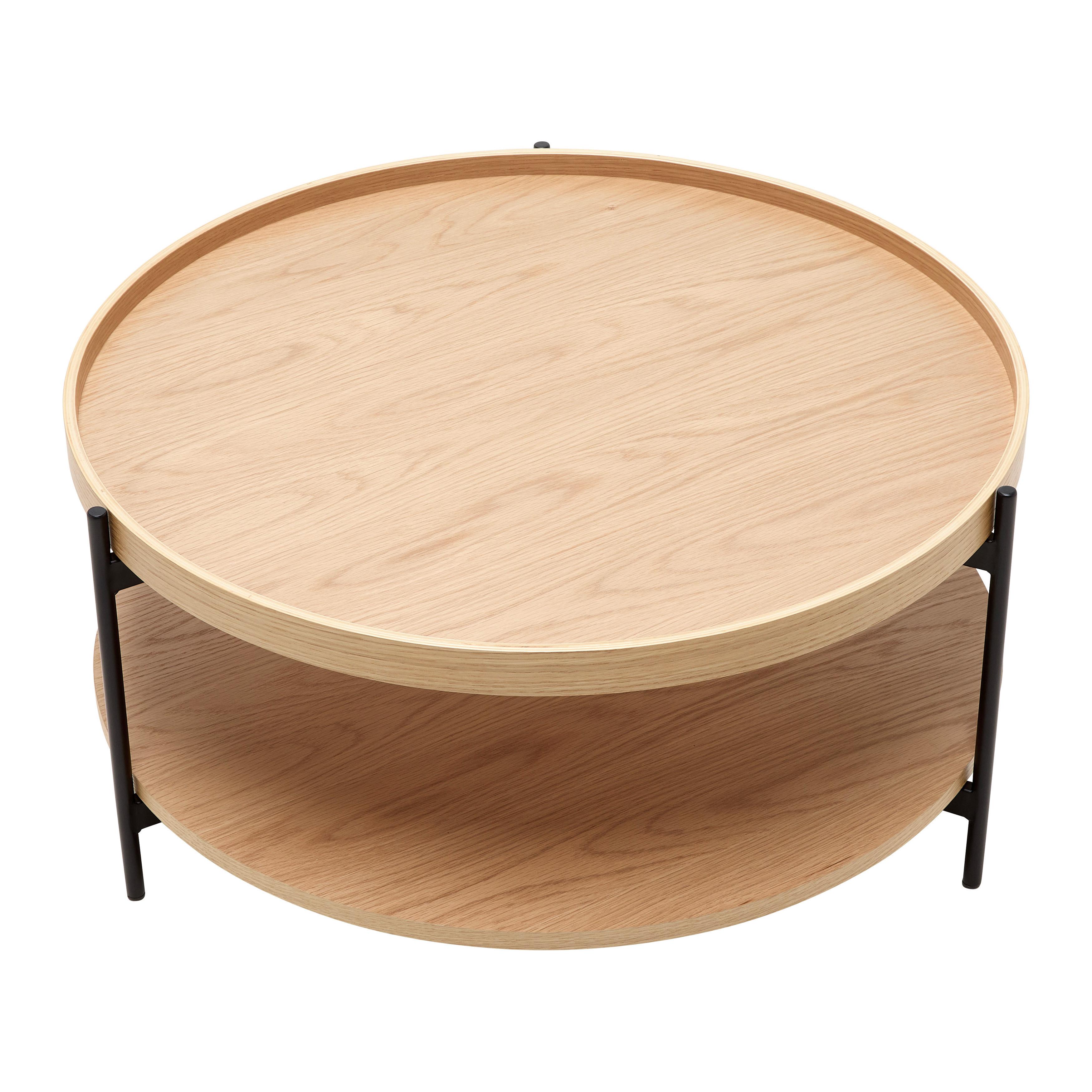 SOFFBORD PLATE - svart/naturfärgad, Modern, metall/trämaterial (80/40/80cm) - Mömax