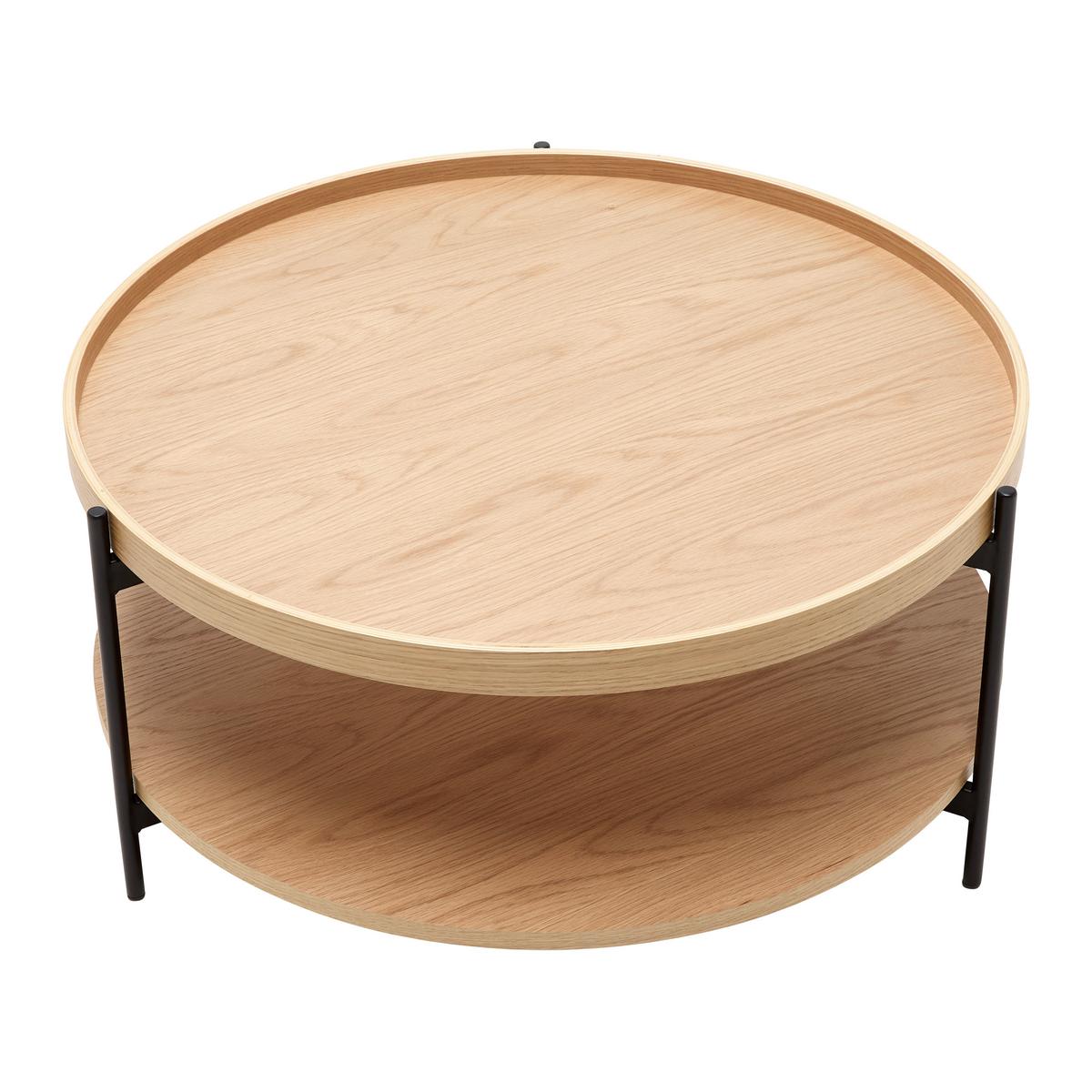 Dohányzóasztal Kerek Plate - natúr színű/fekete, Modern, faalapú anyag/fém (80/40/80cm) - Mömax