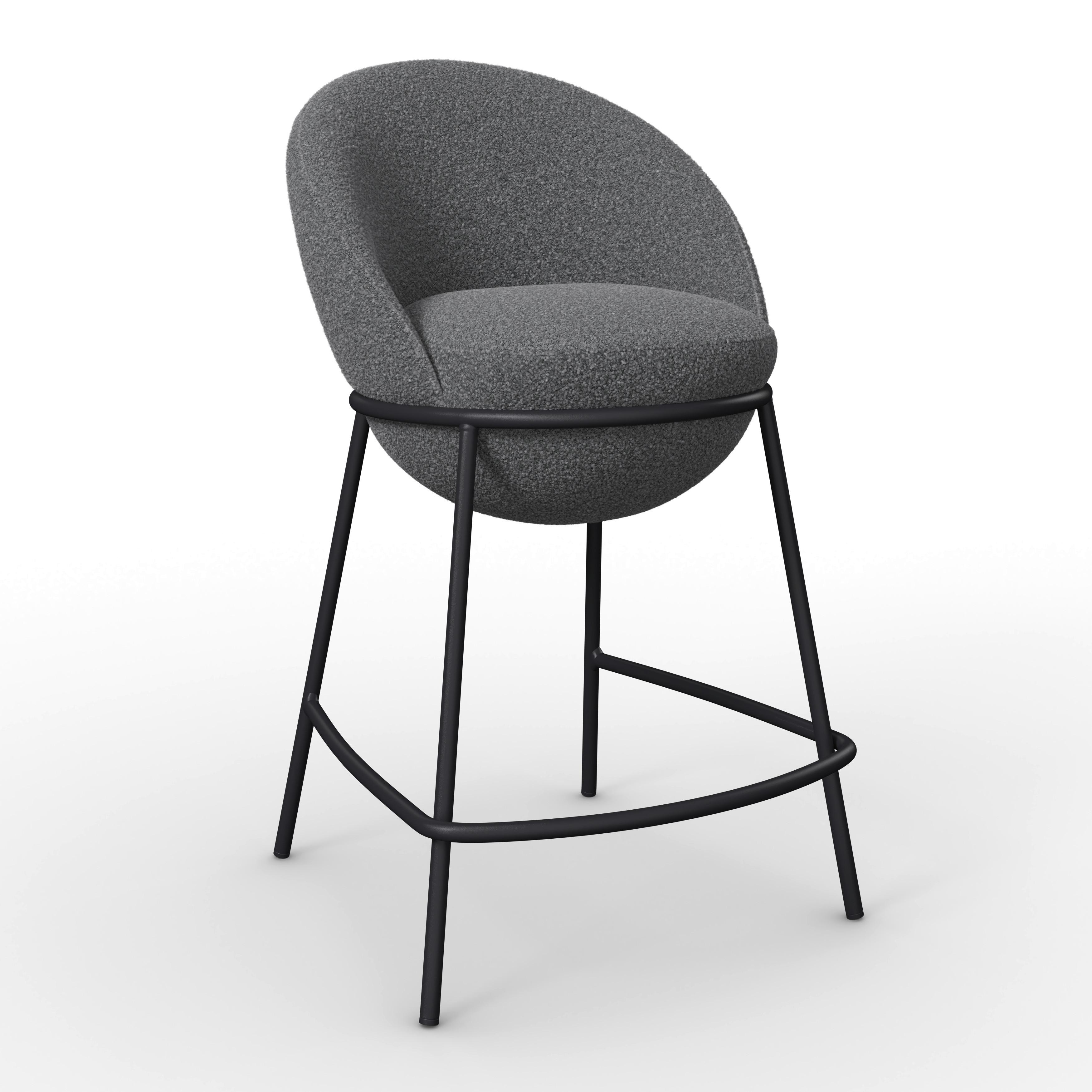 Barhocker Zoa Grau Struktur Gepolstert - Schwarz/Grau, MODERN, Holz/Textil (50/110/58cm) - Bessagi Home