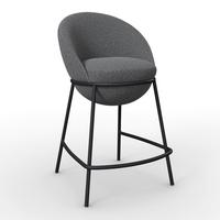 Barhocker Zoa Grau Struktur Gepolstert - Schwarz/Grau, MODERN, Holz/Textil (50/110/58cm) - Bessagi Home