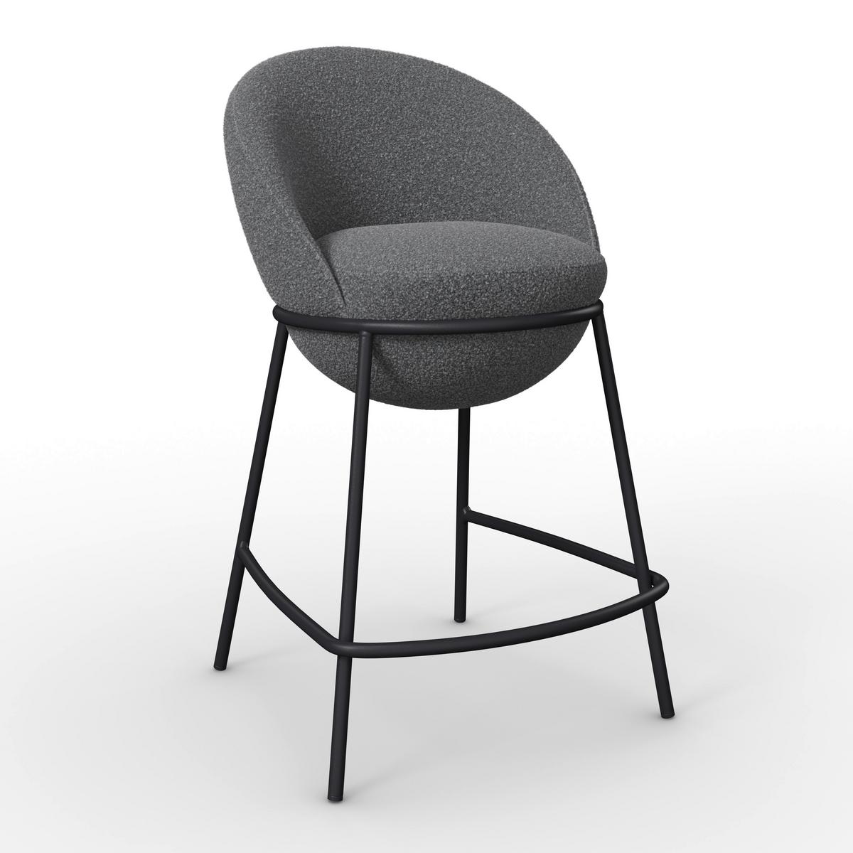 Barhocker Zoa Grau Struktur Gepolstert - Schwarz/Grau, MODERN, Holz/Textil (50/110/58cm) - Bessagi Home