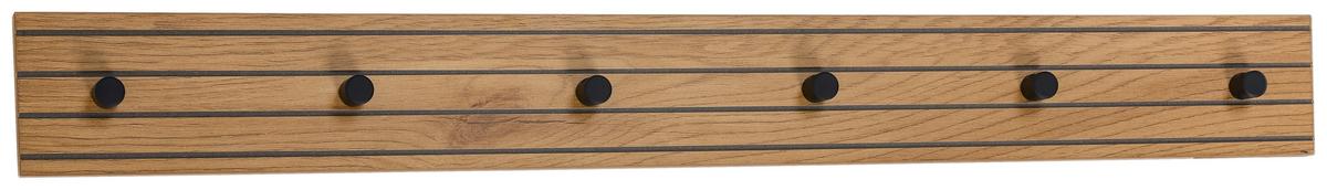 LISTWA Z WIESZAKAMI LINE - kolor dębowy/czarny, Design, materiał drewnopochodny/metal (80/9/1,5cm) - Carryhome