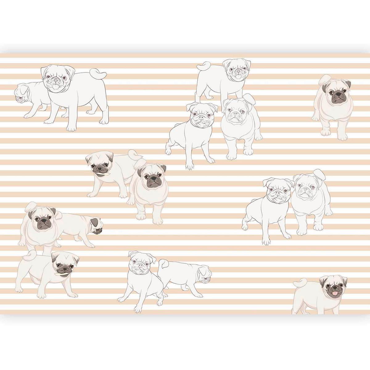 Fototapeta Playful Dogs, 400x280cm - bela/bež, Trendi, tekstil (400/280cm) - artgeist