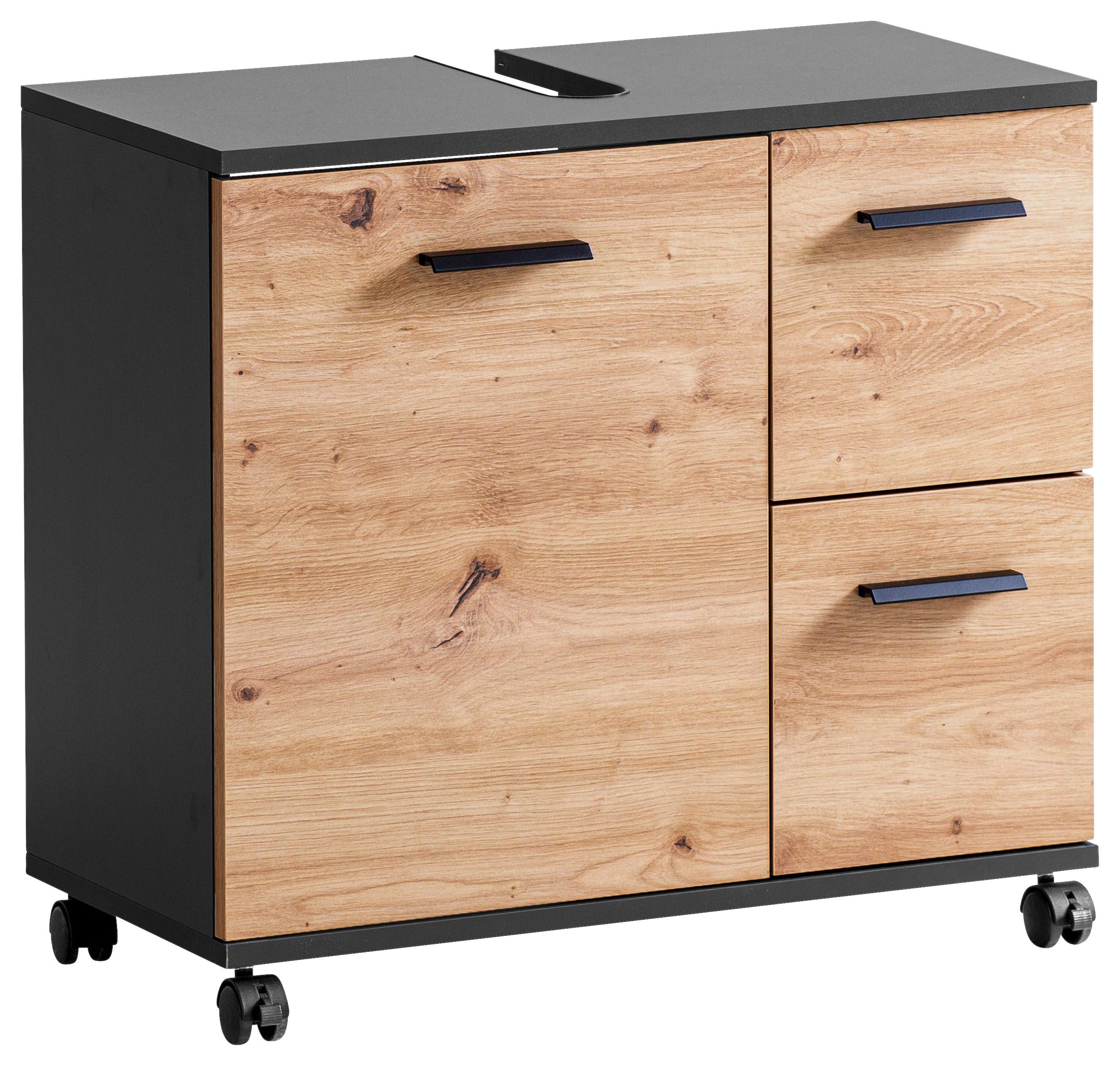 Omarica Za Pod Umivalnik Palermo, Antracit - črna/antracit, Konvencionalno, kovina/umetna masa (65,1/60/32cm) - Stylife