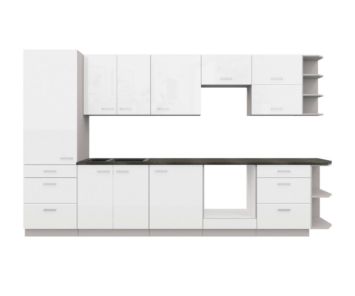 Blok Kuhinja Bianca - boja hroma/siva, Moderno, metal/pločasti materijal (350/214/60cm) - Modern Living