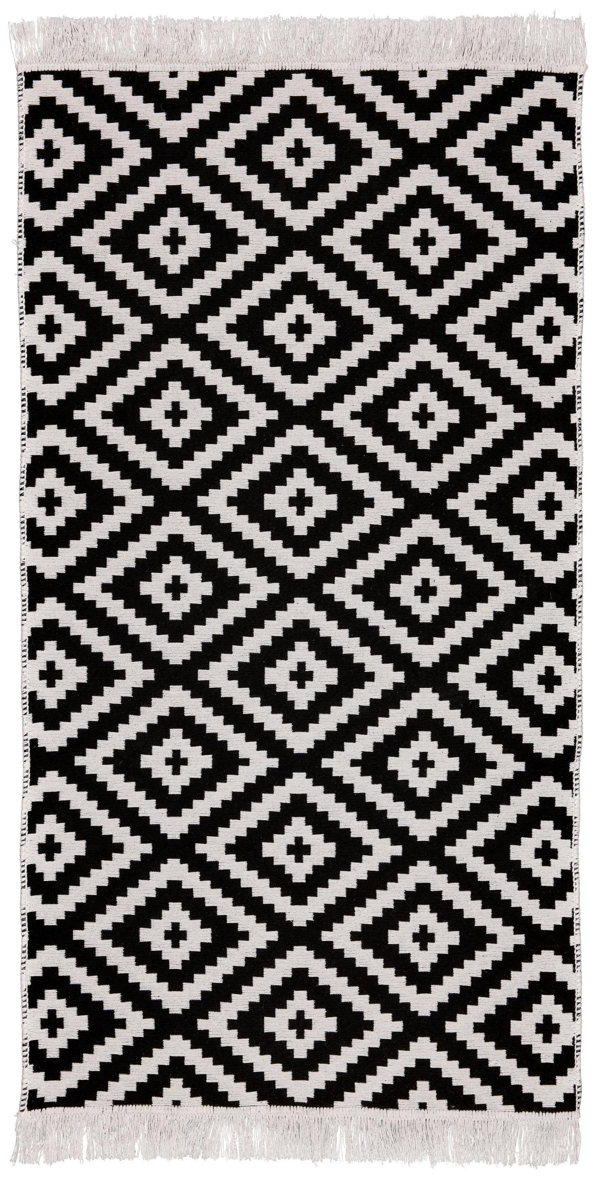 Handwebteppich Inaya in Schwarz/Weiss ca. 80x150cm - Weiss/Anthrazit, Modern, Textil (80/150cm) - Mömax
