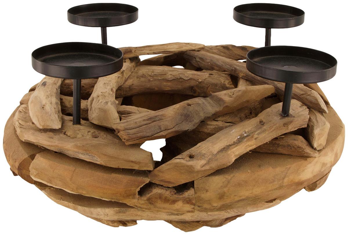 ŚWIECZNIK 50687-017 - kolor naturalny, Basics, drewno (38/17cm)