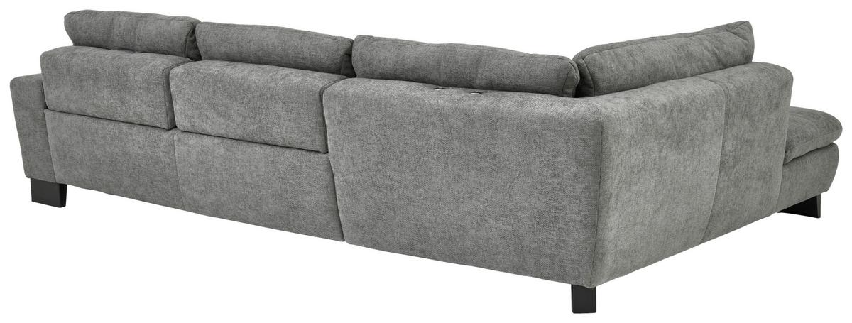 Ecksofa Lando Grau - gris/noir, Modern, textile/métal (197/84/289cm) - Premium Living