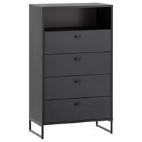 Highboard Janne ca.60,2x103,9x33,1cm Schwarz - Schwarz, LIFESTYLE, Holzwerkstoff/Metall (60,2/103,9/33,1cm) - MID.YOU