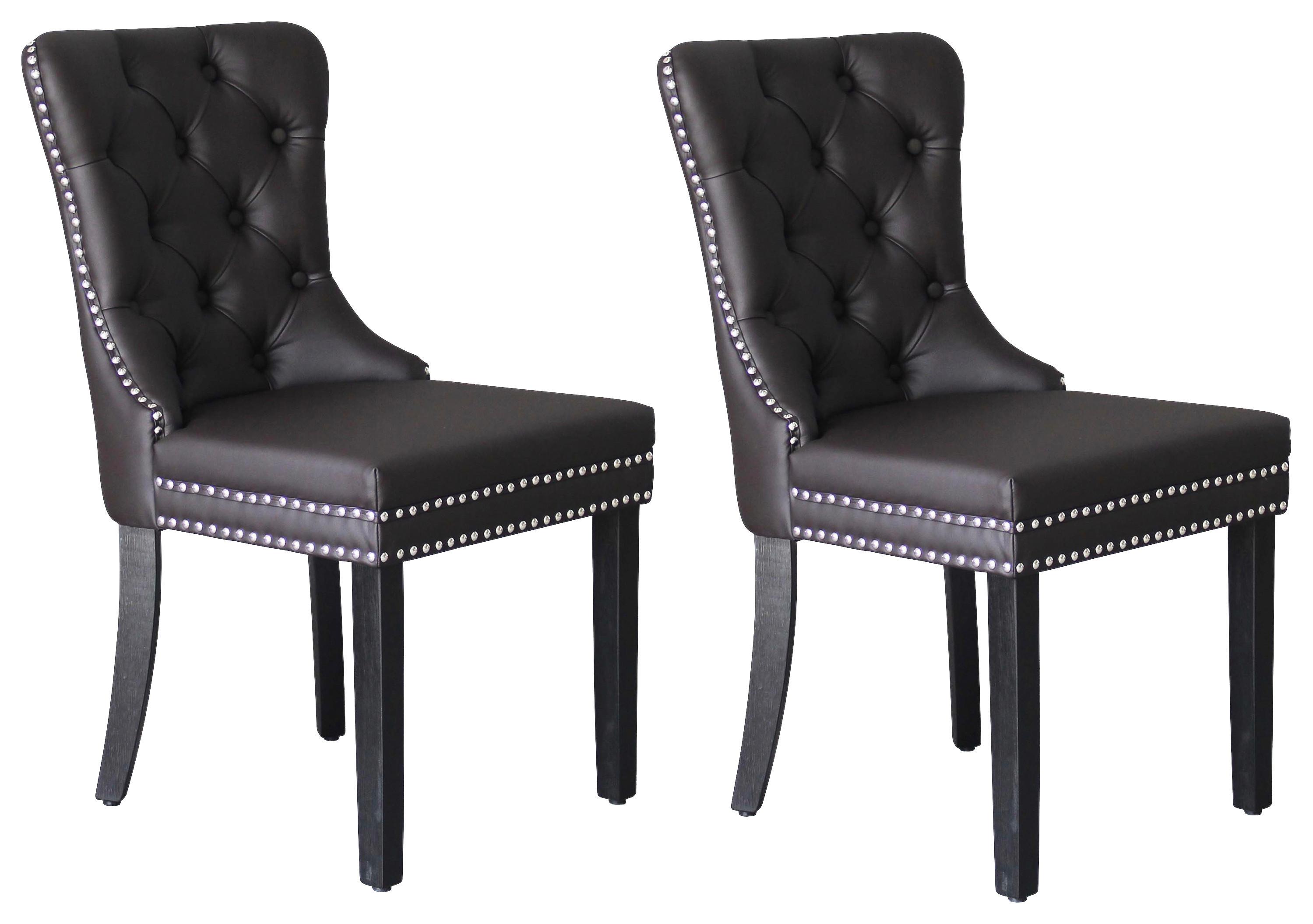 STUHL-SET DOMINO - Dunkelbraun/Schwarz, MODERN, Holz/Textil (48,5/93/61cm) - MID.YOU