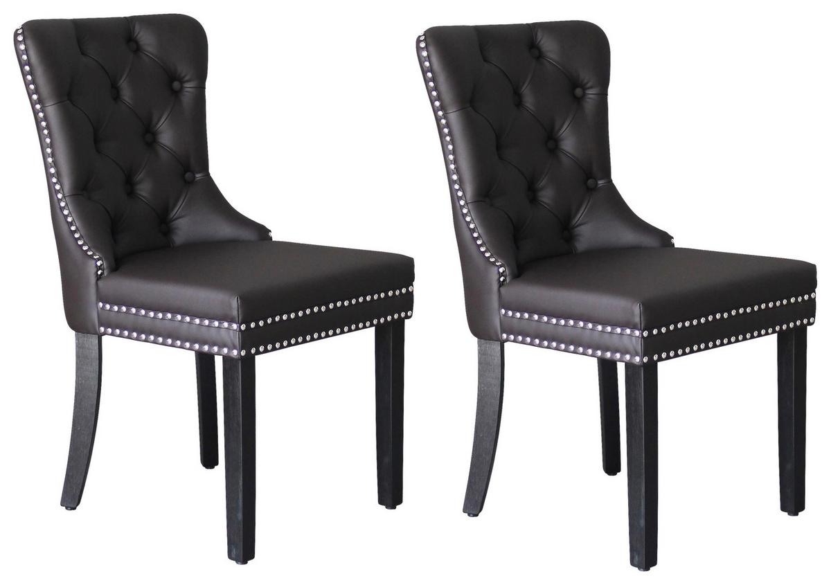 STUHL-SET DOMINO - Dunkelbraun/Schwarz, MODERN, Holz/Textil (48,5/93/61cm) - MID.YOU