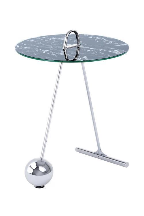 Beistelltisch Pendulum Glas Schwarz/Silber ca. 46x60 cm - Silberfarben/Schwarz, Basics, Glas/Metall (46/46/60cm) - Kayoom