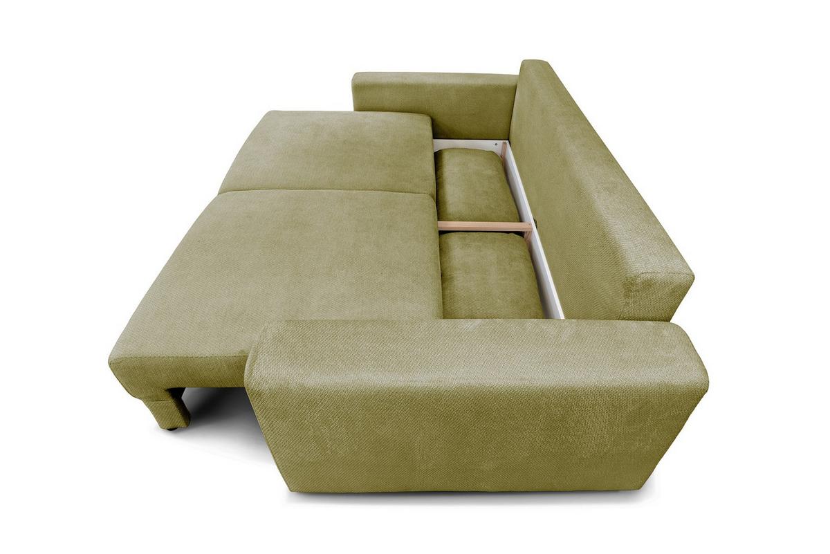 Kanapéágy Mega - olívazöld, Modern, faalapú anyag/textil (255/94/126cm) - Premium Living