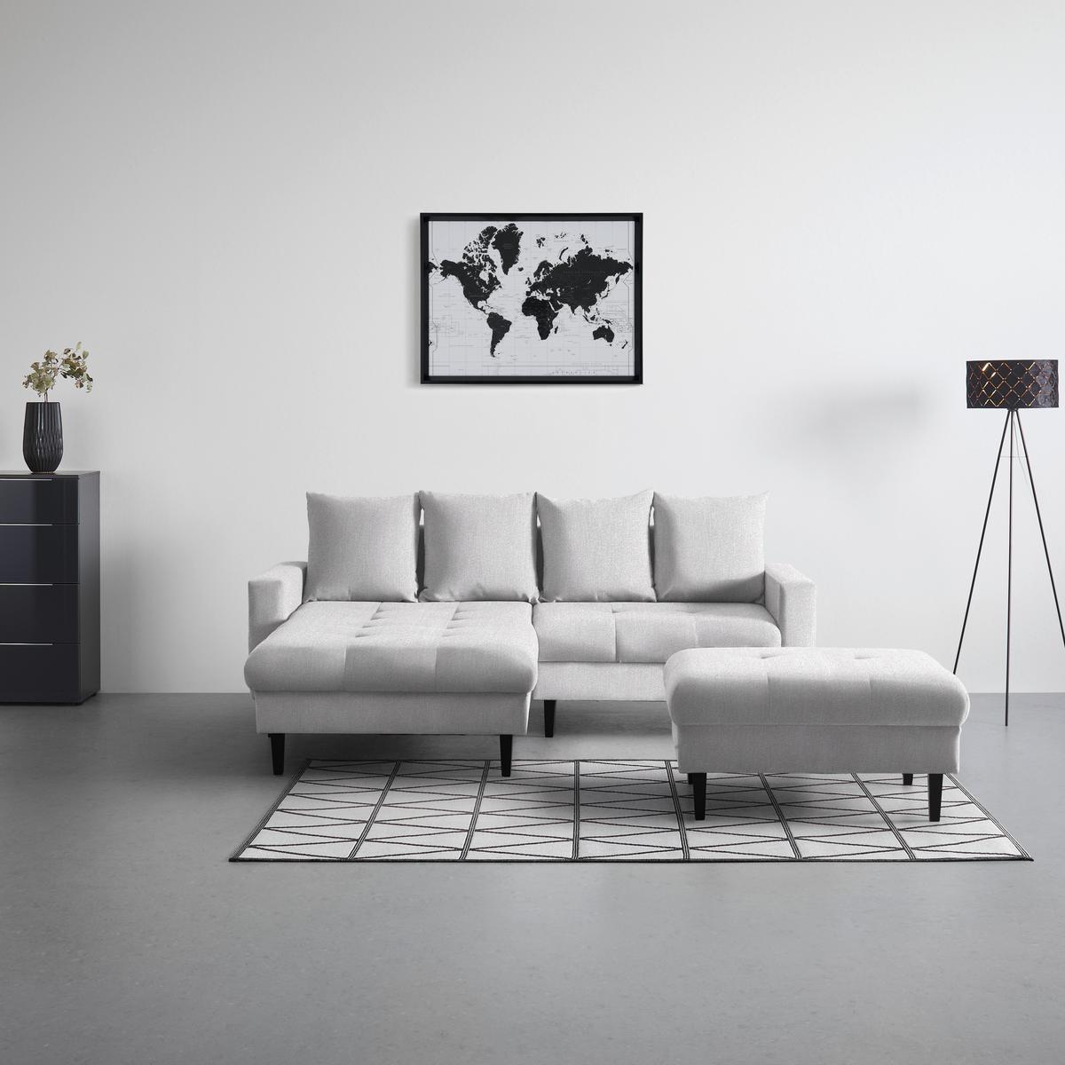 Hocker Boston Silberfarben - Silberfarben/Schwarz, KONVENTIONELL, Holz/Textil (93/46/75cm) - Based