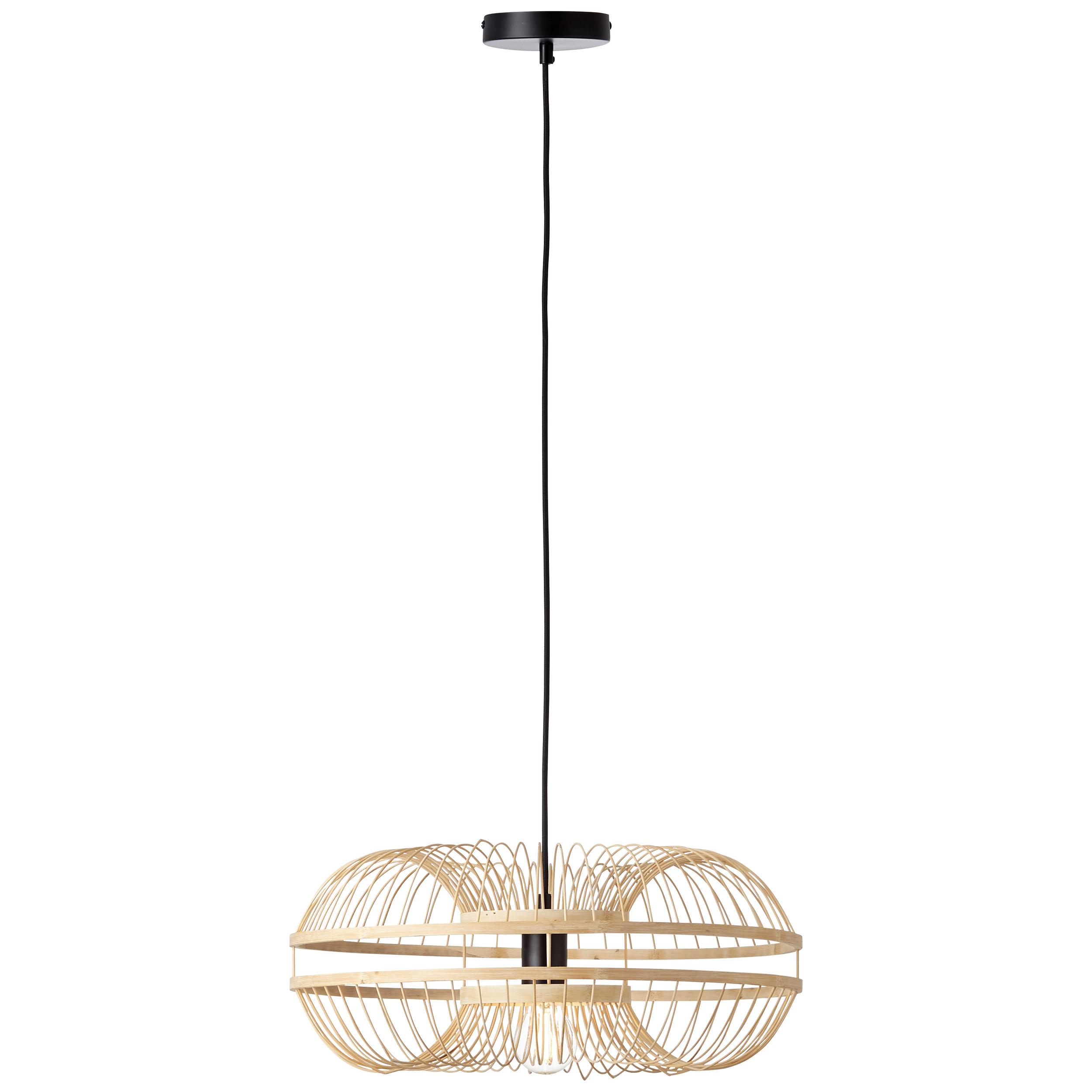 Hängeleuchte Busan Naturfarben max. 40 Watt - Schwarz/Naturfarben, Natur, Holz/Metall (48/100cm) - Brilliant