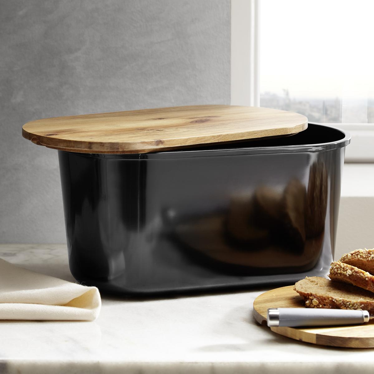 Škatla Za Kruh Fresh, Črna - črna/barve akacije, Trend, umetna masa/les (37/21,5/17,2cm) - Echtwerk