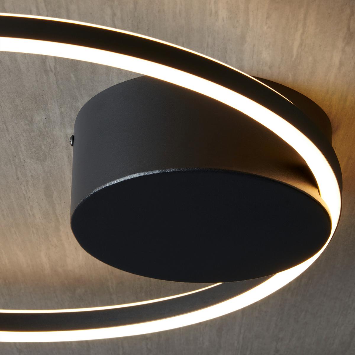 Led Mennyezeti Lámpa Elian - fekete, Modern, műanyag/fém (45/7cm) - Visiona