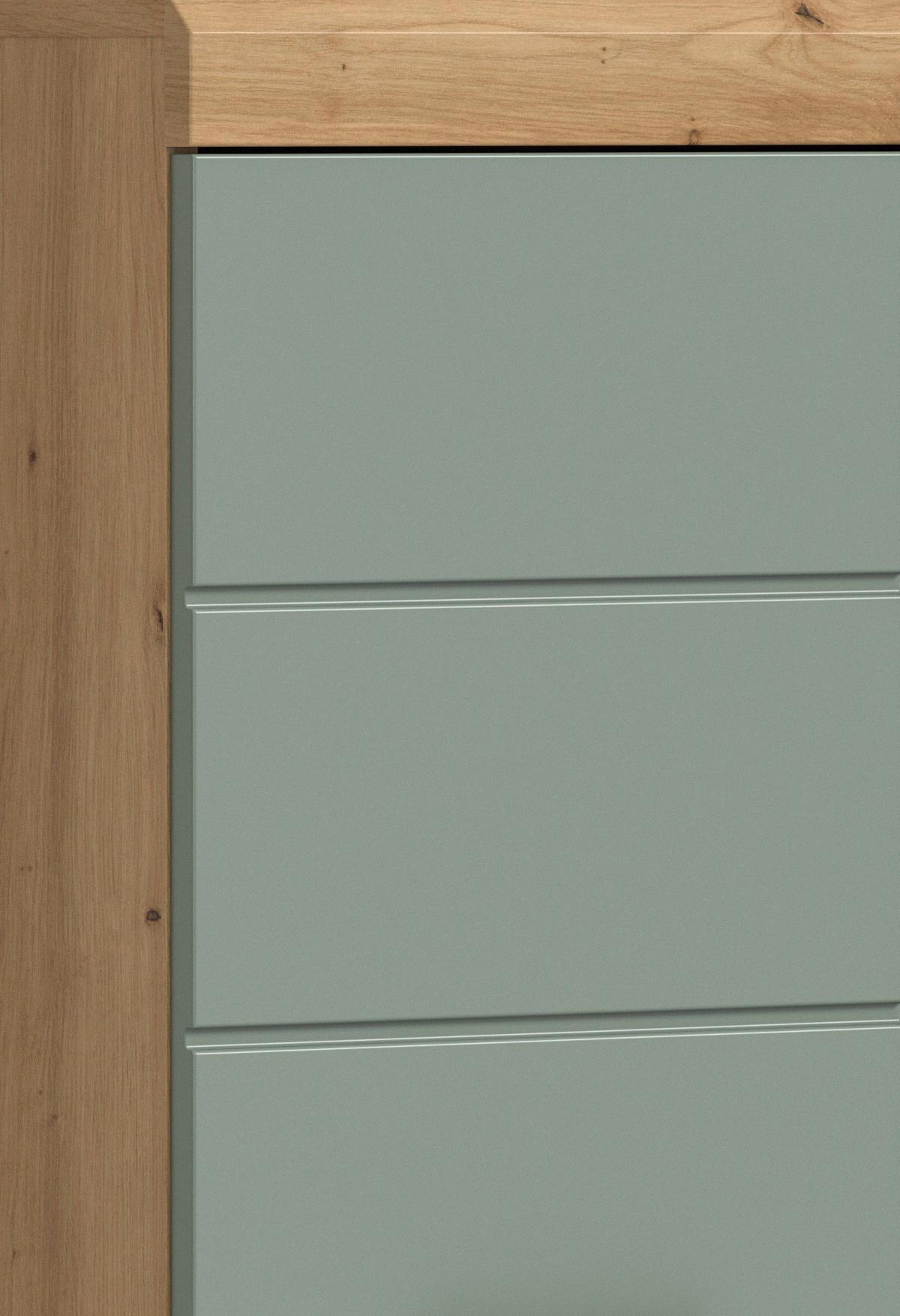 Midischrank Scout ca. 37x88x31 cm Salbeigrün - Salbeigrün/Schwarz, MODERN, Holzwerkstoff/Kunststoff (37/88/31cm) - MID.YOU