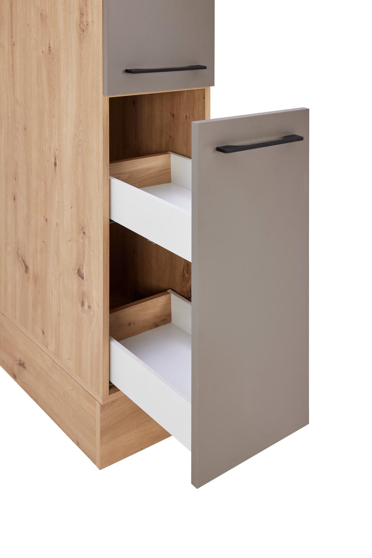 Apothekerschrank LINZ in Cubanit grau - Schwarz/Eiche Artisan, MODERN, Holzwerkstoff/Metall (30/211/57cm)