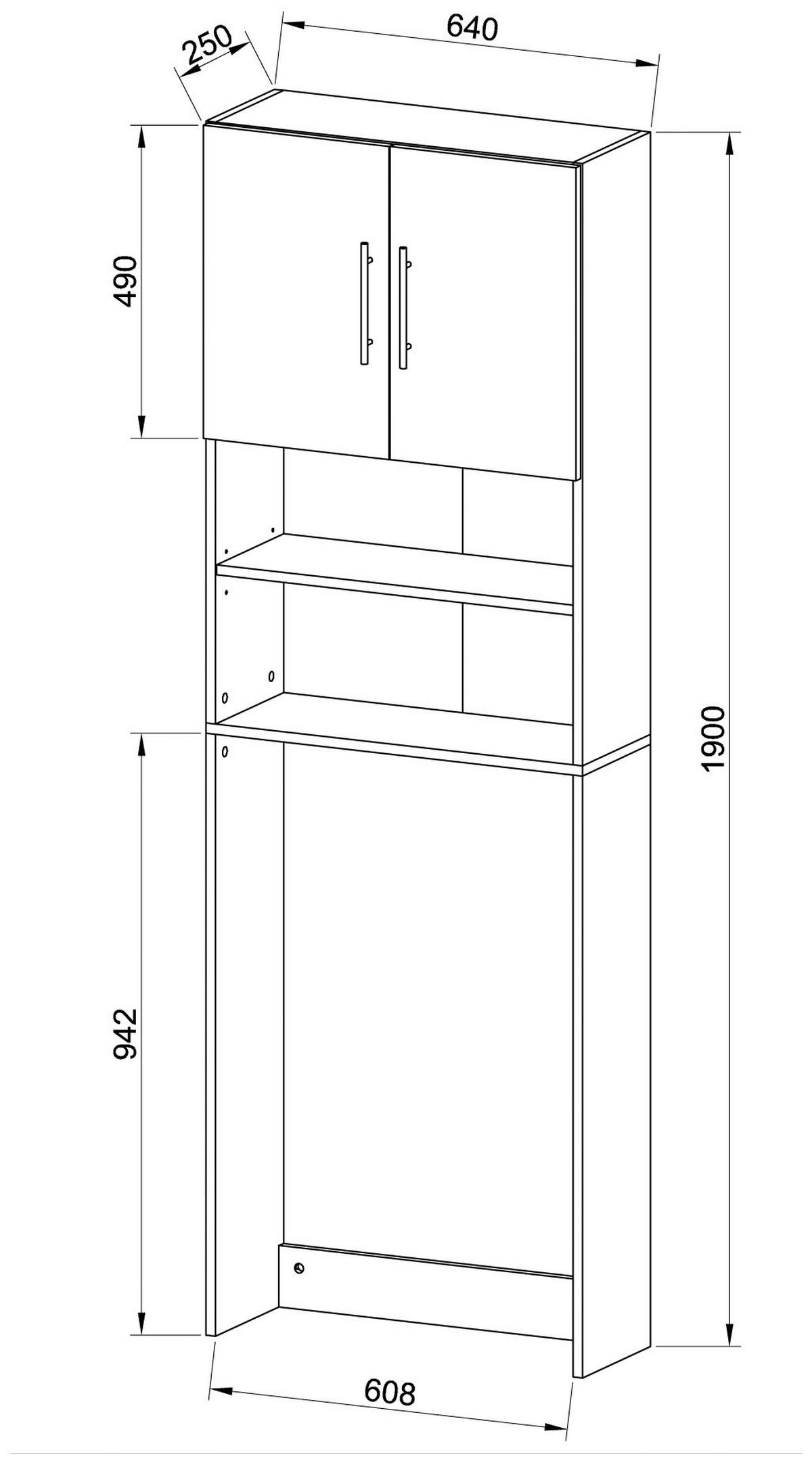 WASCHMASCHINENSCHRANK JUTAS - Silberfarben/Sonoma Eiche, Modern, Holzwerkstoff/Kunststoff (64/190/25cm) - MID.YOU