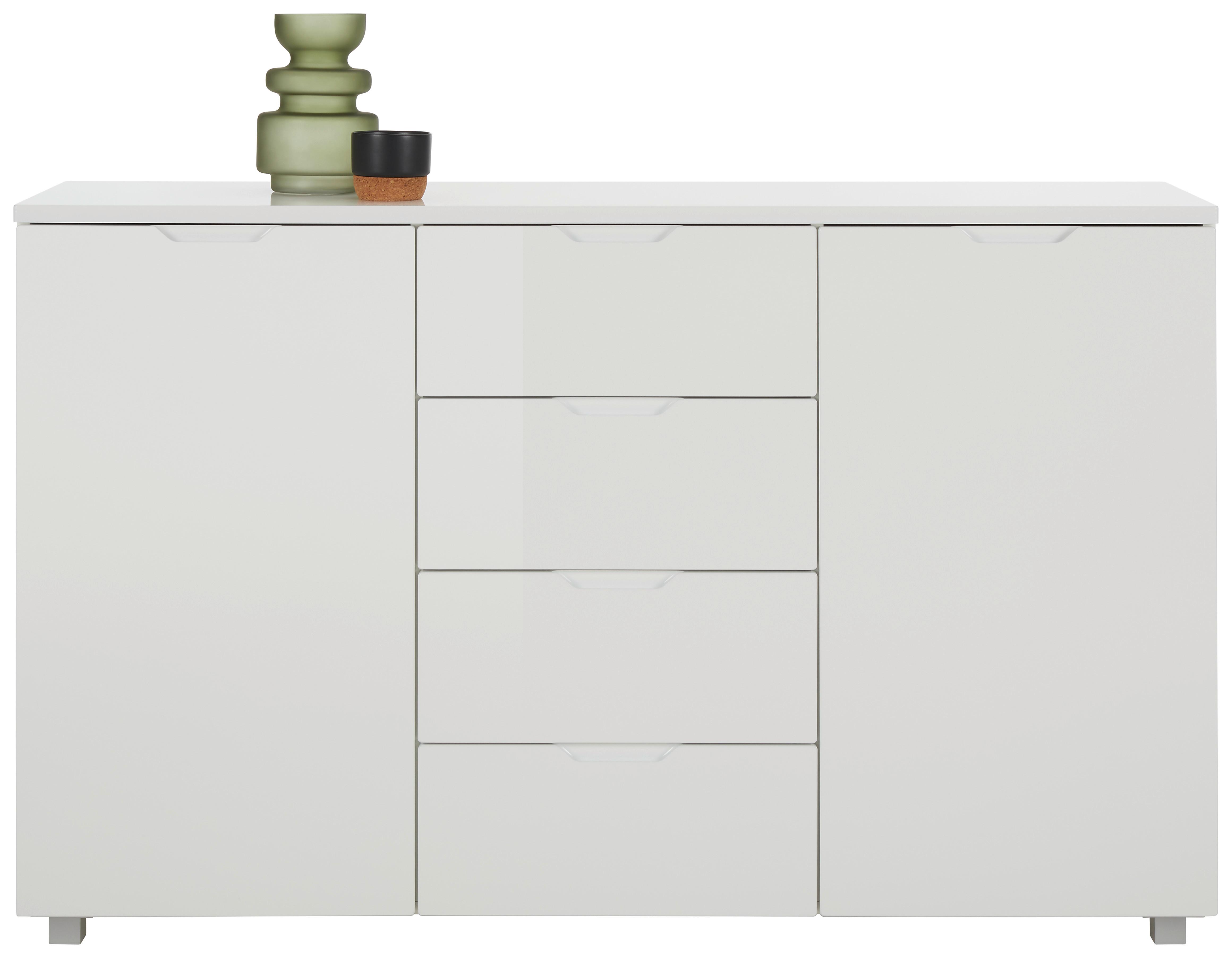 Sideboard in Weiß - Silberfarben/Weiß, MODERN, Holzwerkstoff/Kunststoff (150/90/38cm) - Modern Living