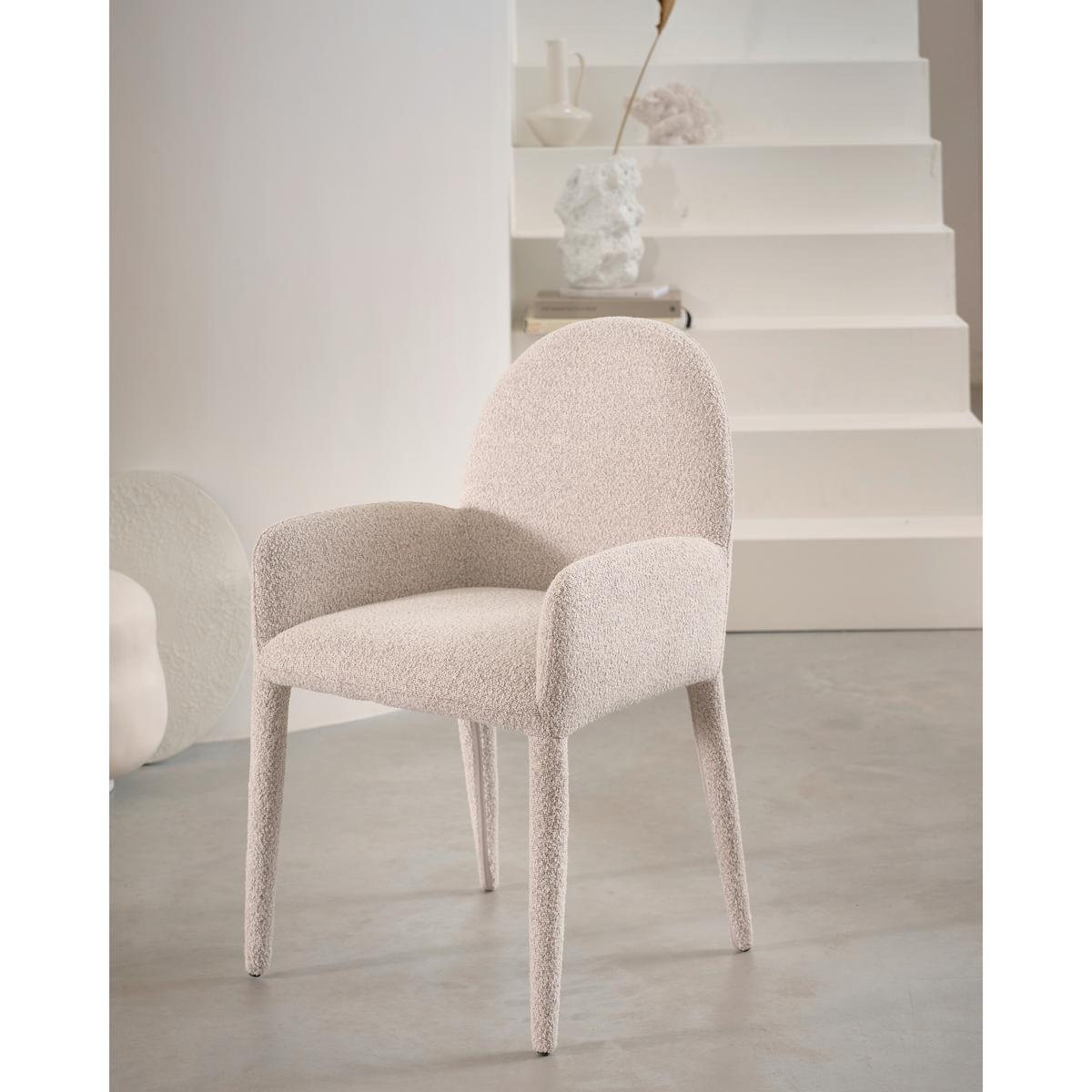 Armlehnstuhl Elegance Greige Bouclé - Greige, Design, Textil (54/83/57cm) - Livetastic