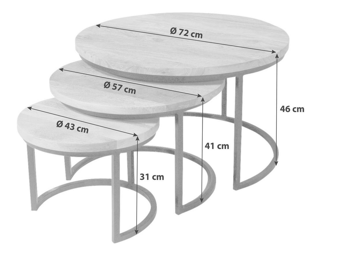 SATZTISCH CAPELLA - Schwarz/Braun, MODERN, Holz/Metall (72/72/46cm) - MID.YOU