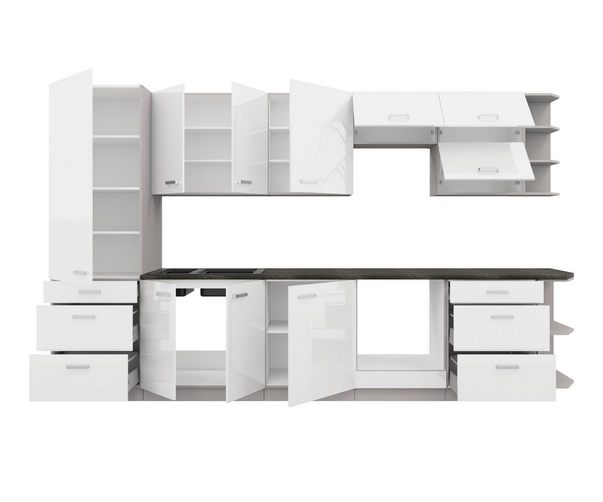 Blok Kuhinja Bianca - boja hroma/siva, Moderno, metal/pločasti materijal (350/214/60cm) - Modern Living