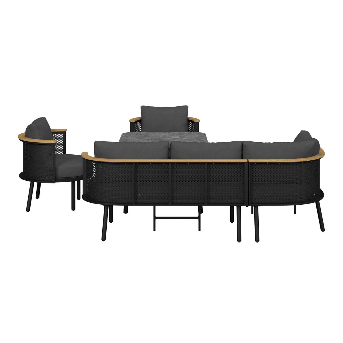 Garnitură grădină Lissa - gri închis/culoare lemn păr, Modern, plastic/metal - Bessagi Garden