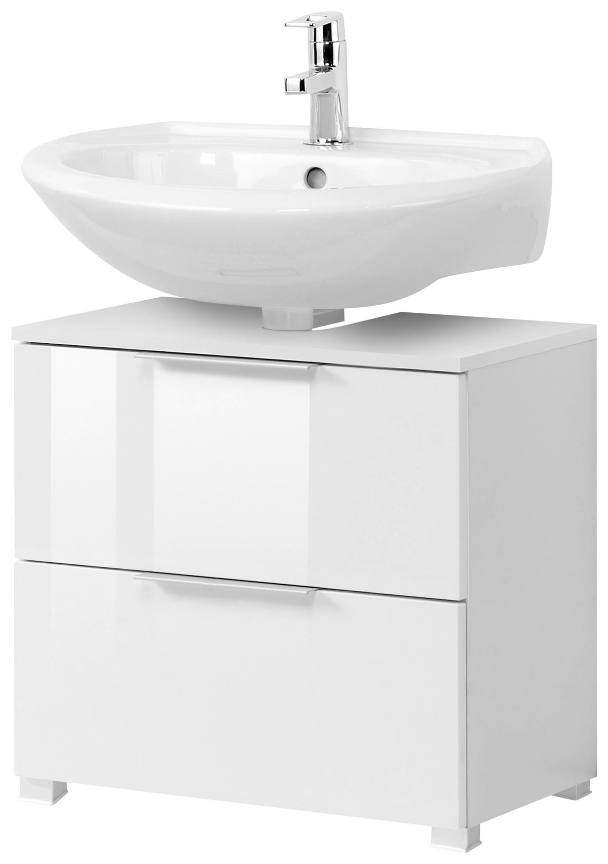 SZAFKA POD UMYWALKĘ RAVELLO - kolor srebrny/biały, Design, materiał drewnopochodny/tworzywo sztuczne (60/54/35cm) - Xora