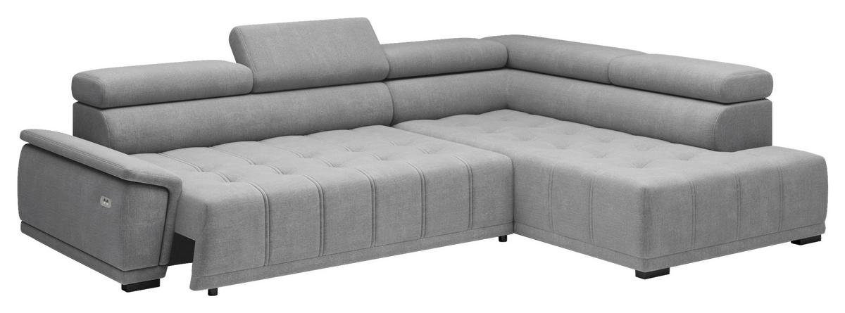 Ecksofa Gremio Rechts Blaugrau - Blaugrau/Schwarz, Modern, Kunststoff/Textil (283/106cm) - Premium Living