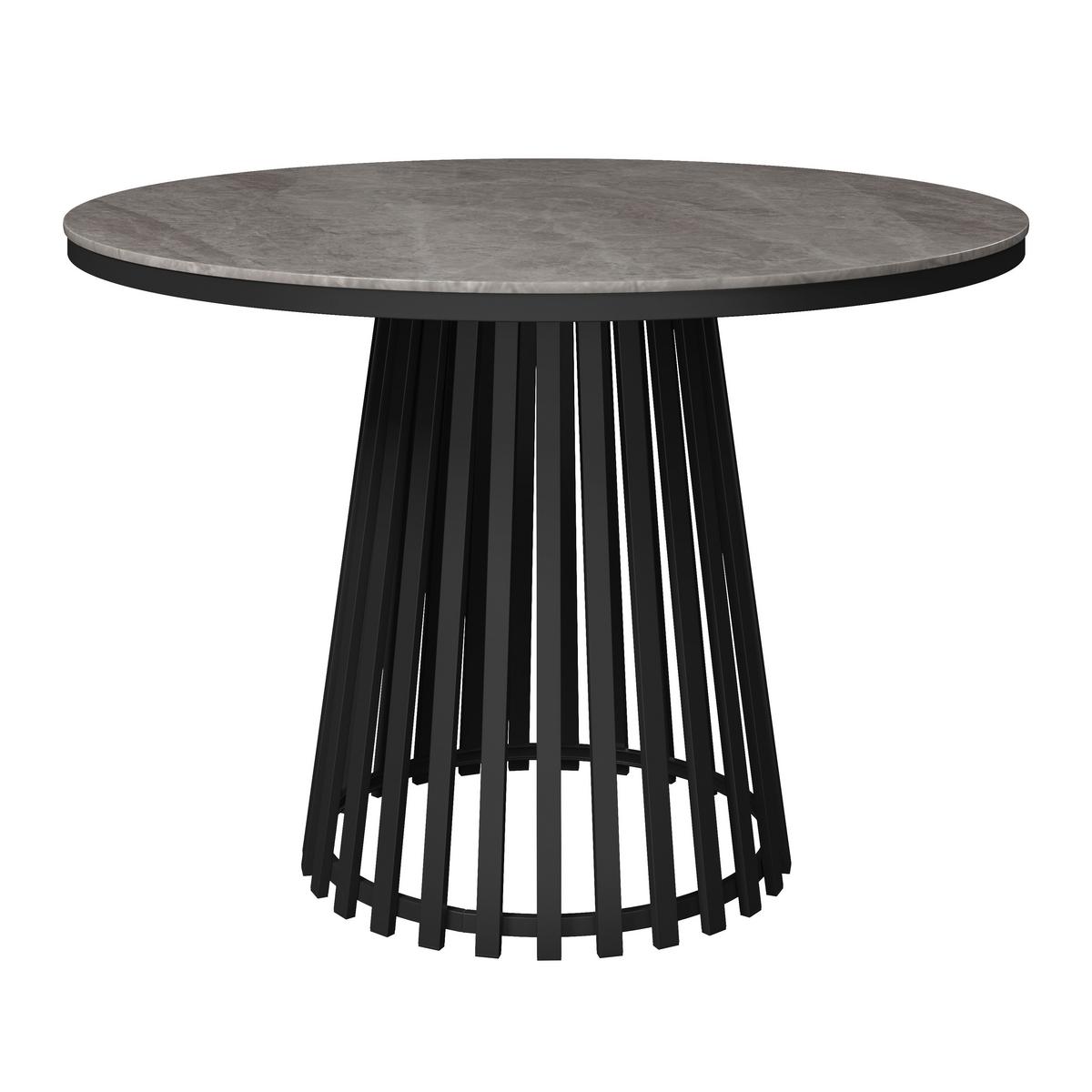 Esstisch rund Pela Grau/ Schwarz MDF Ø ca. 110 cm - Schwarz/Grau, MODERN, Holzwerkstoff/Stein (110/75cm) - Bessagi Home