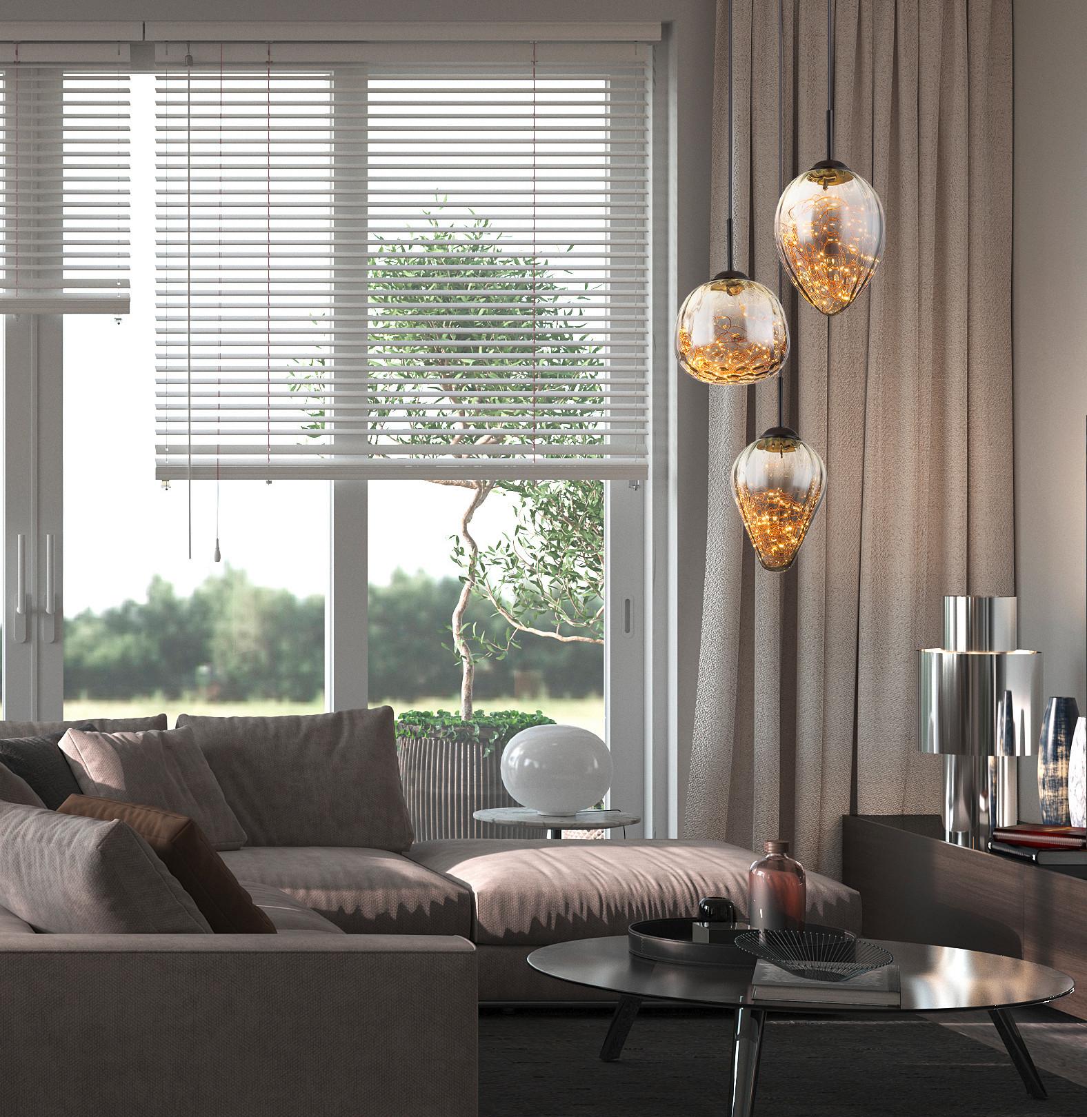 LED-HÄNGELEUCHTE 15642-3 - Klar/Schwarz, Design, Glas/Metall (39/120cm) - Globo