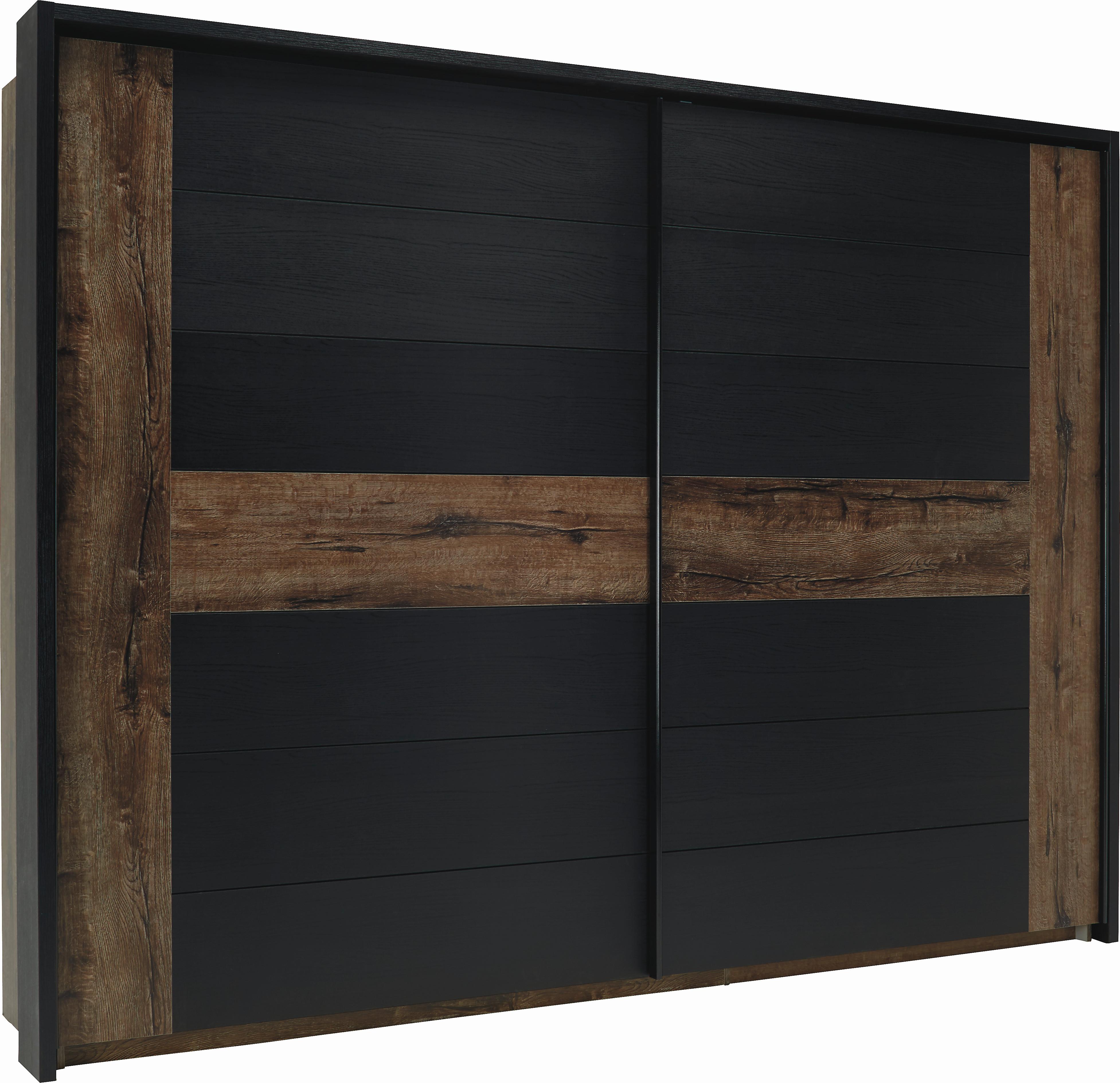 Dulap de haine Bellevue - culoare lemn stejar/negru, Lifestyle, plastic/metal (270/210/61cm)