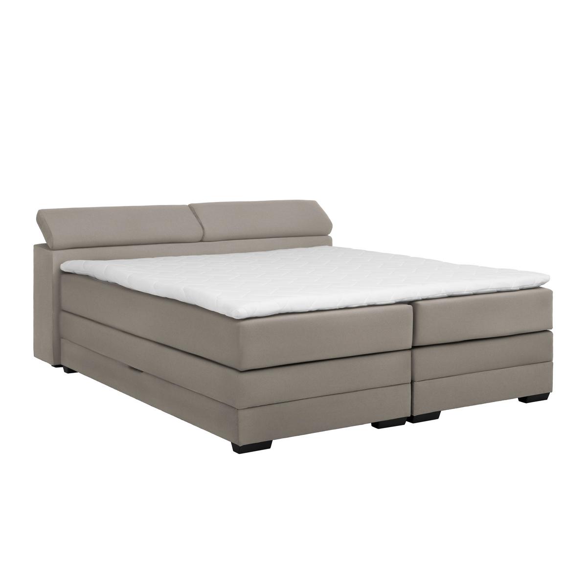 Boxspringbett Sevilla Graubraun ca. 160x200cm - Graubraun/Schwarz, KONVENTIONELL, Holz/Kunststoff (160/200cm) - Premium Living