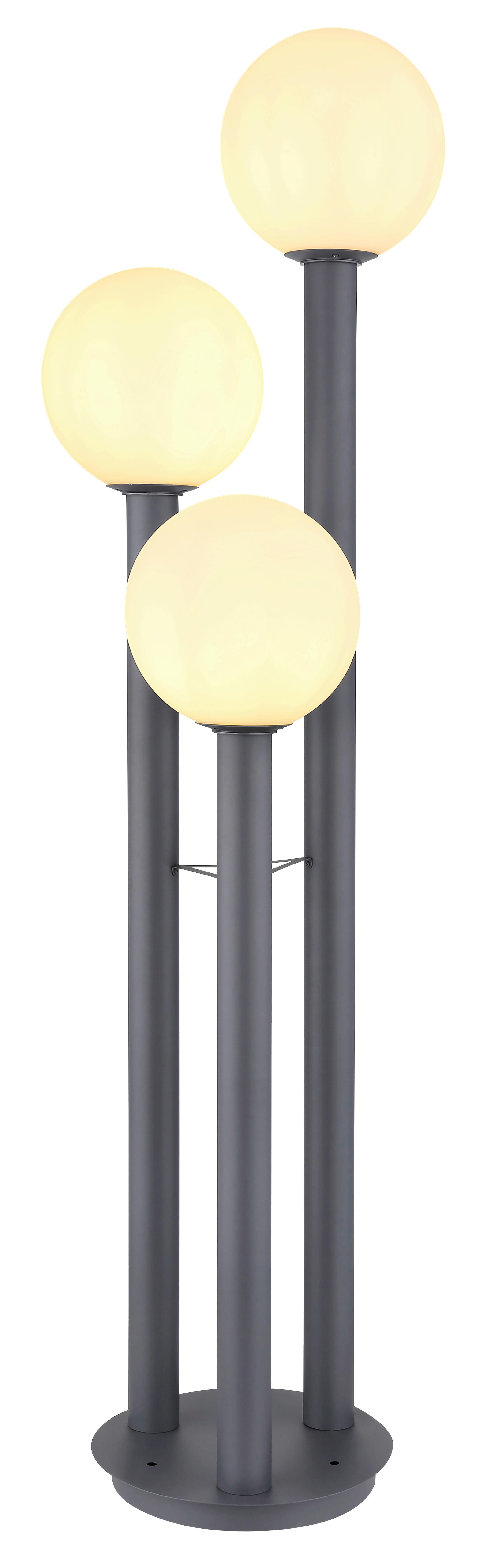 Außenleuchte Laura Opal/Anthrazit max. 15 Watt - Anthrazit/Opal, Basics, Glas/Metall (45/160cm) - Globo