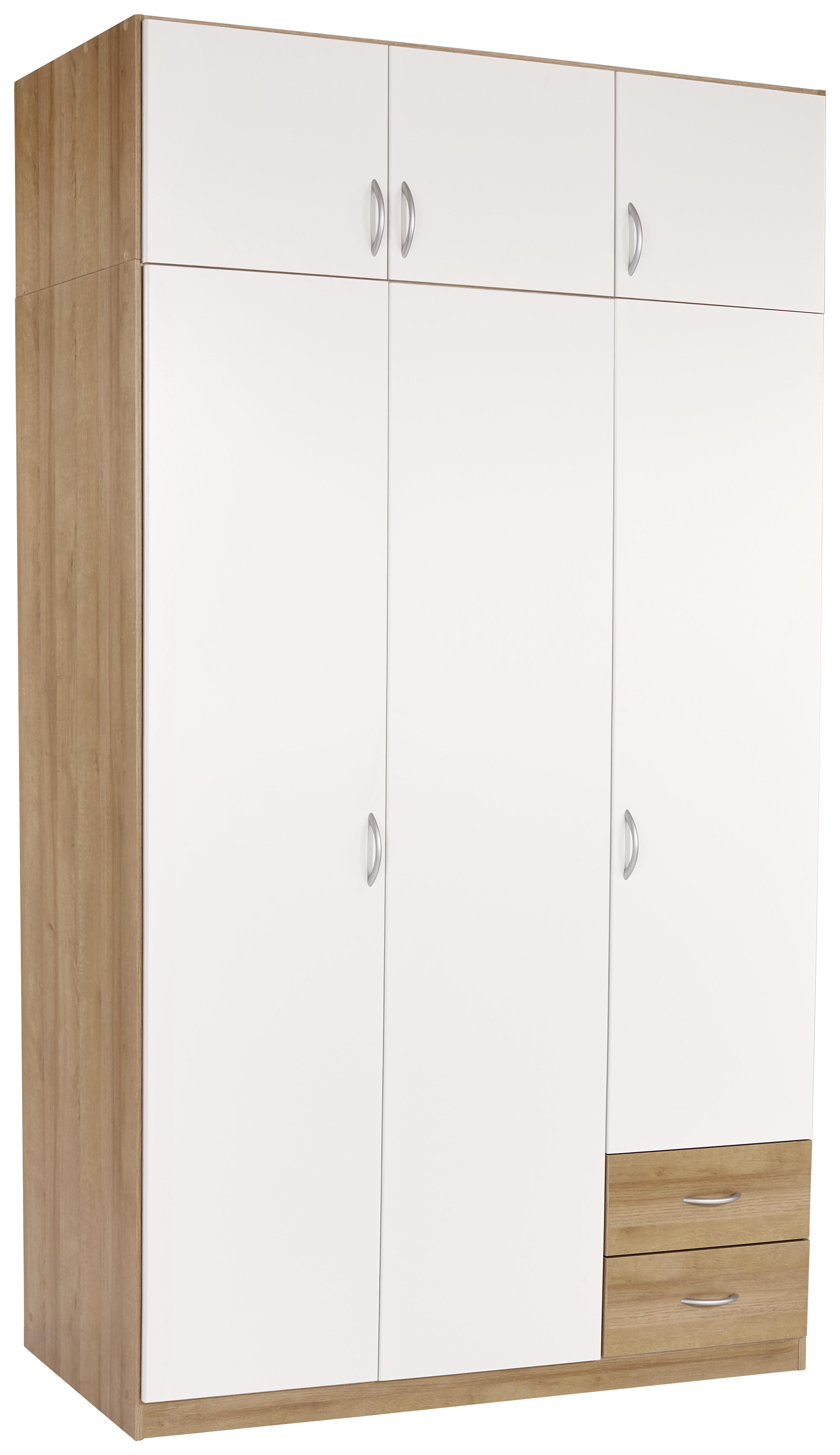 Dulap auxiliar superior Karo-extra - alb/culoare lemn stejar, Konventionell, material pe bază de lemn (136/39/54cm)