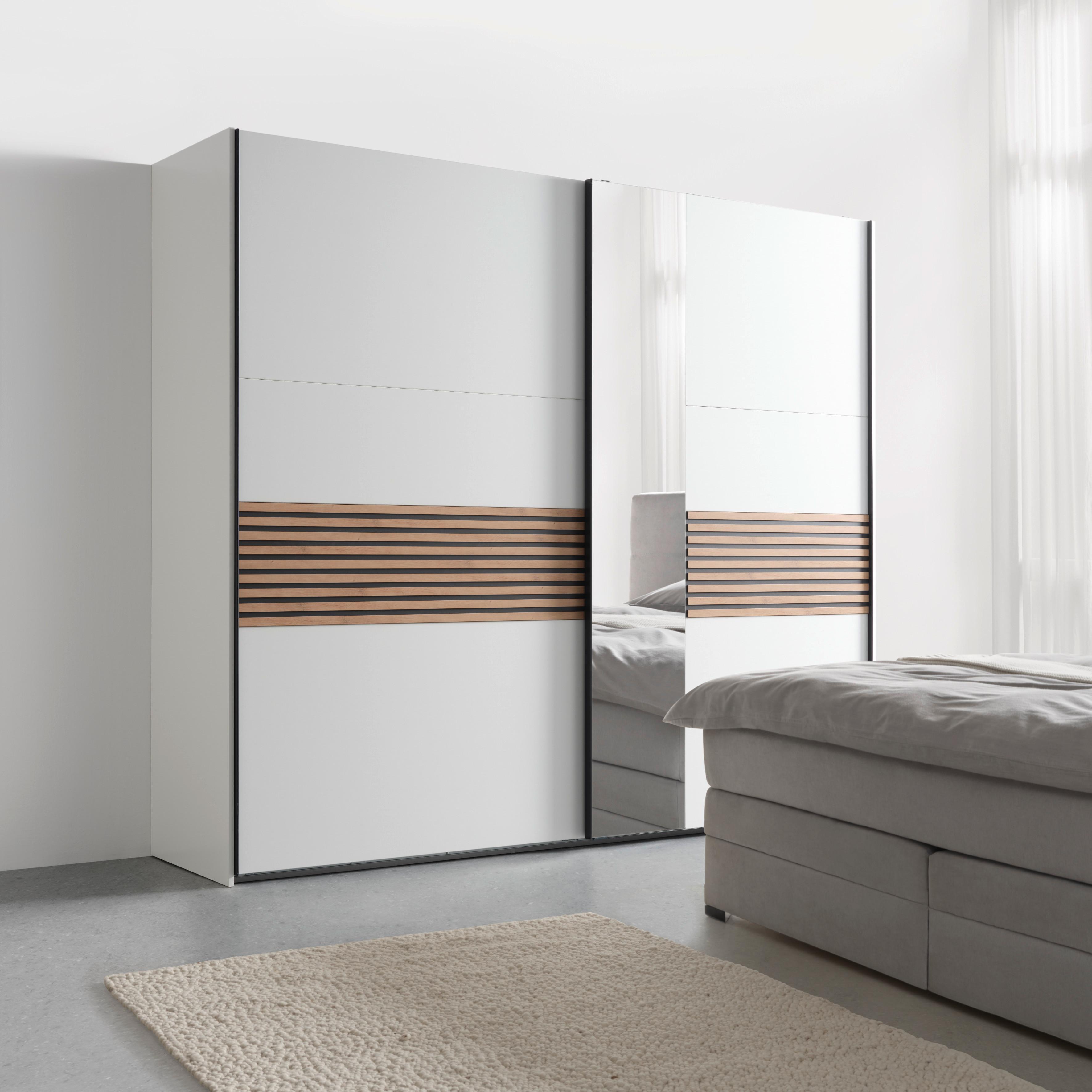 Omara Z Drsnimi Vrati Leo - črna/bela, Konvencionalno, kovina/steklo (250/216/65cm) - Premium Living