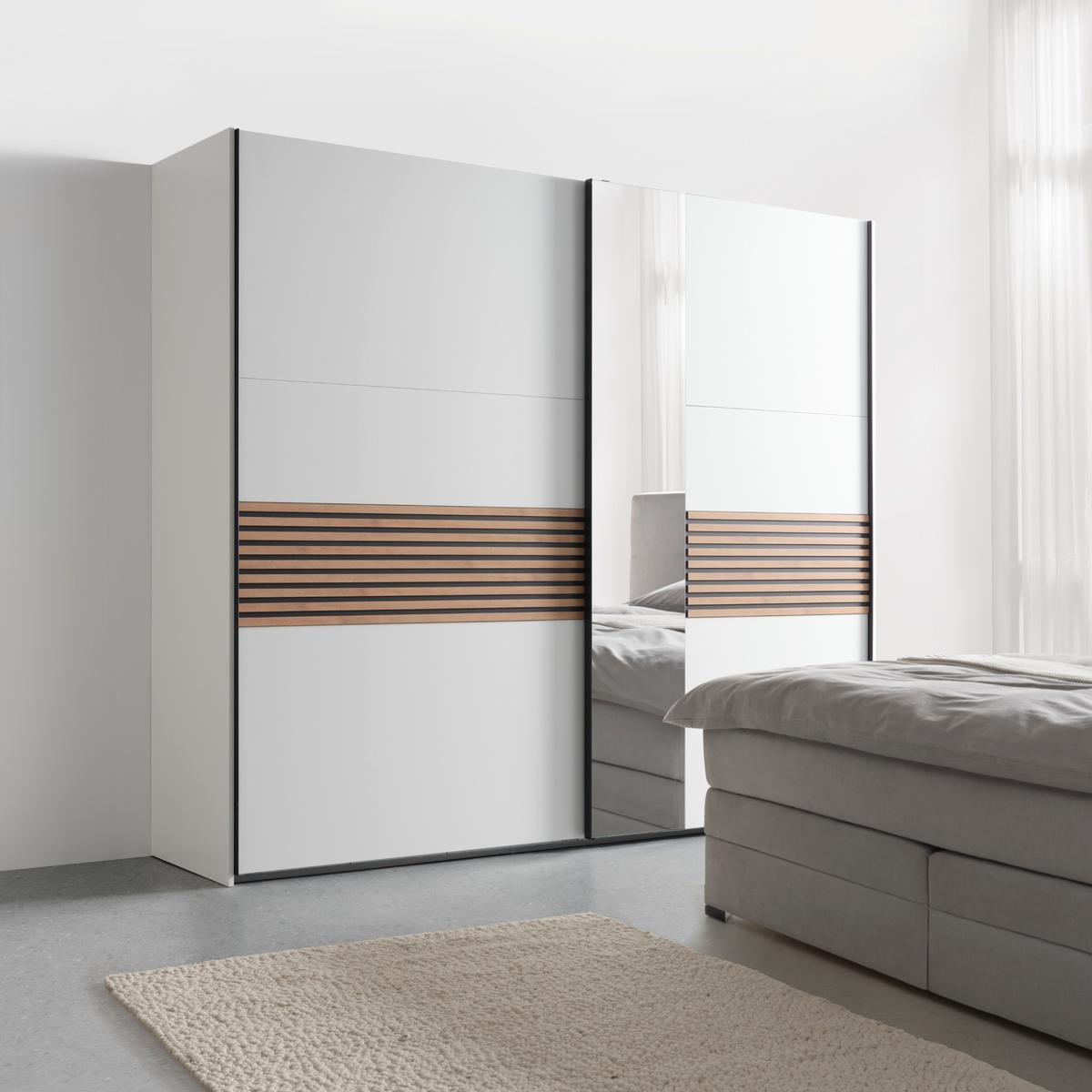 Omara Z Drsnimi Vrati Leo - črna/bela, Konvencionalno, kovina/steklo (250/216/65cm) - Premium Living
