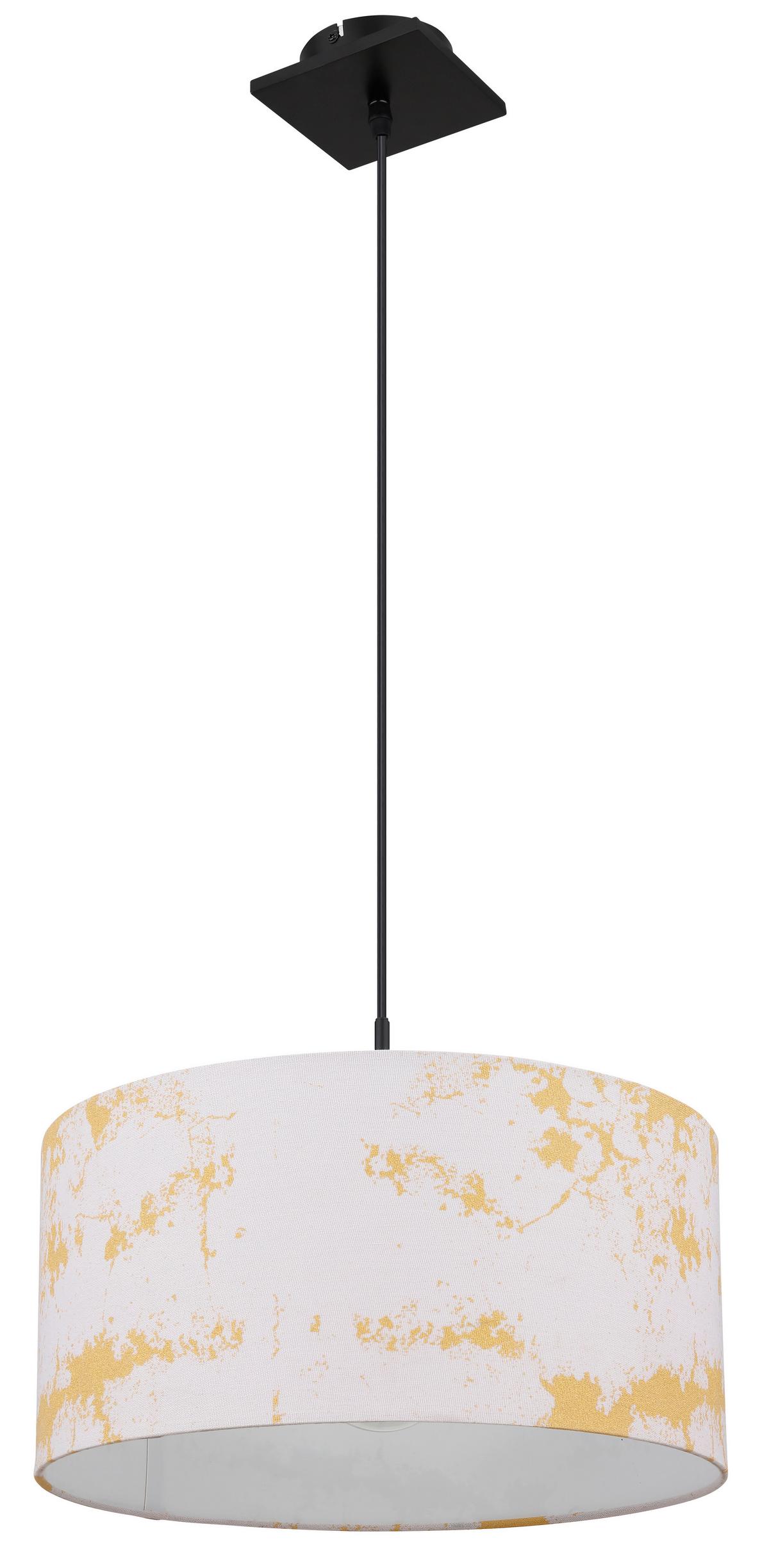 Hängeleuchte Engelbert in Weiß max. 60 Watt - Goldfarben/Schwarz, Basics, Textil/Metall (40/150cm) - Globo