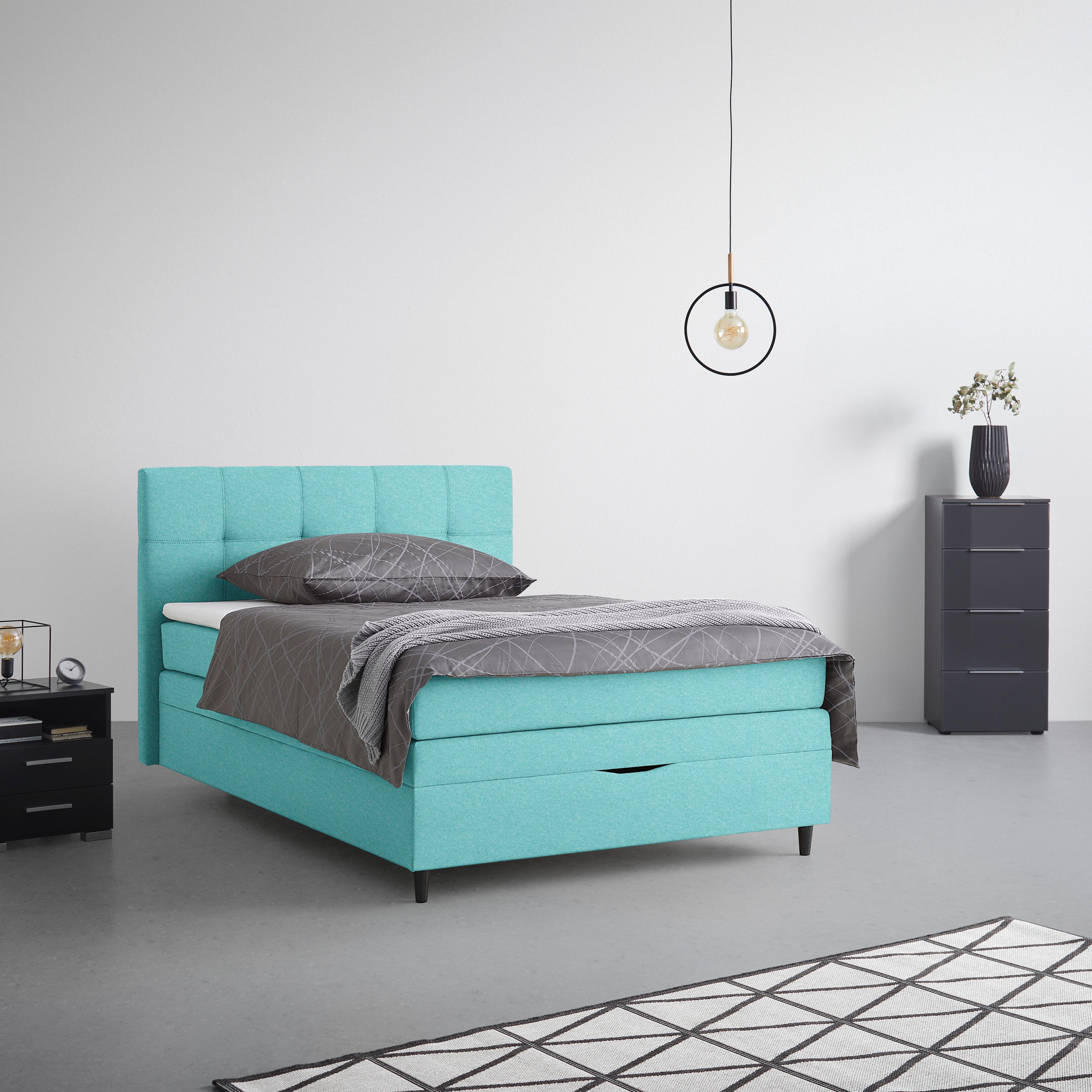 Boxspringbett Miami in Türkis ca. 120x200cm - Türkis, KONVENTIONELL, Holz/Holzwerkstoff (120/200cm) - Mömax