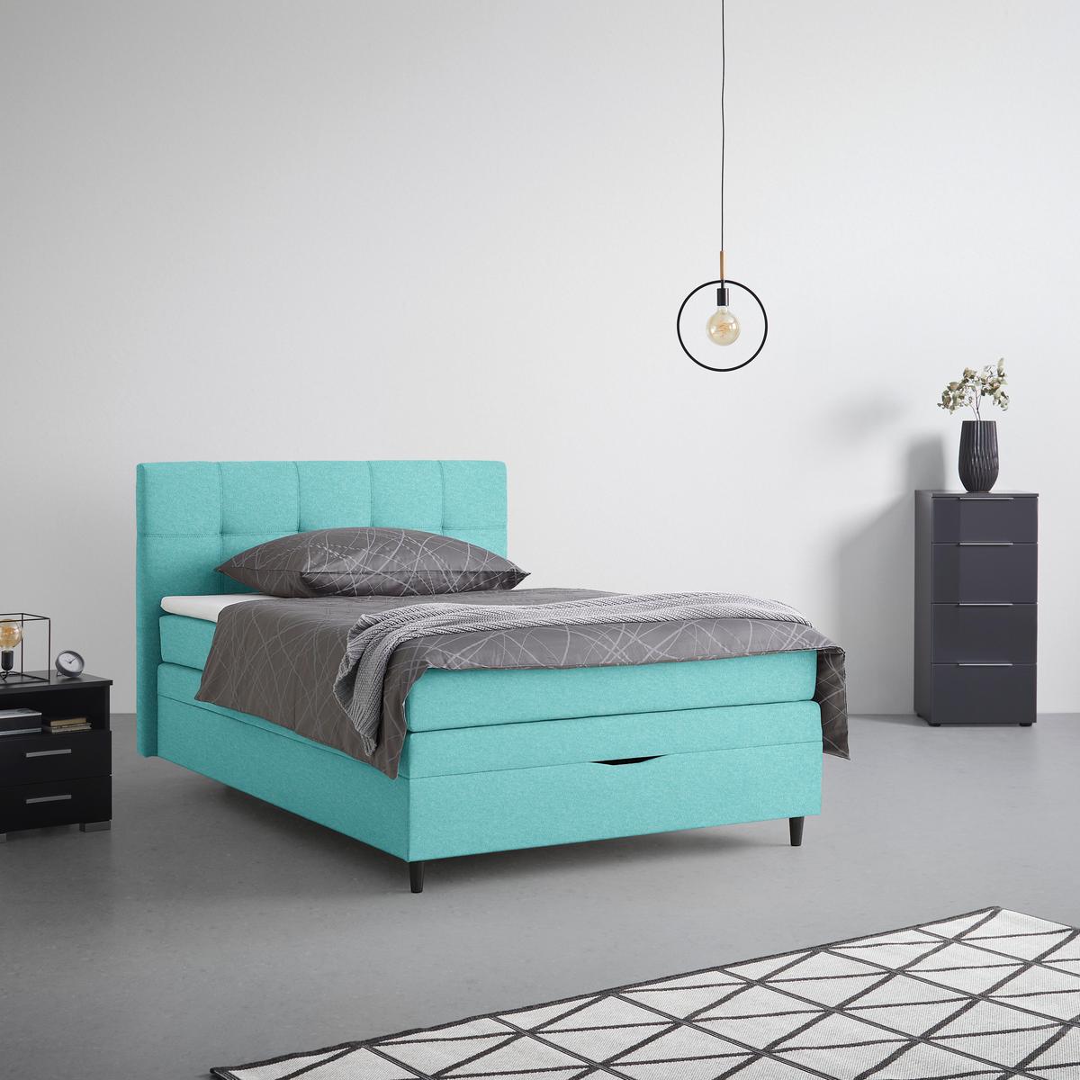 Boxspring Krevet Miami - tirkizna, Konvencionalno, drvni materijal/tekstil (120/200cm) - Modern Living