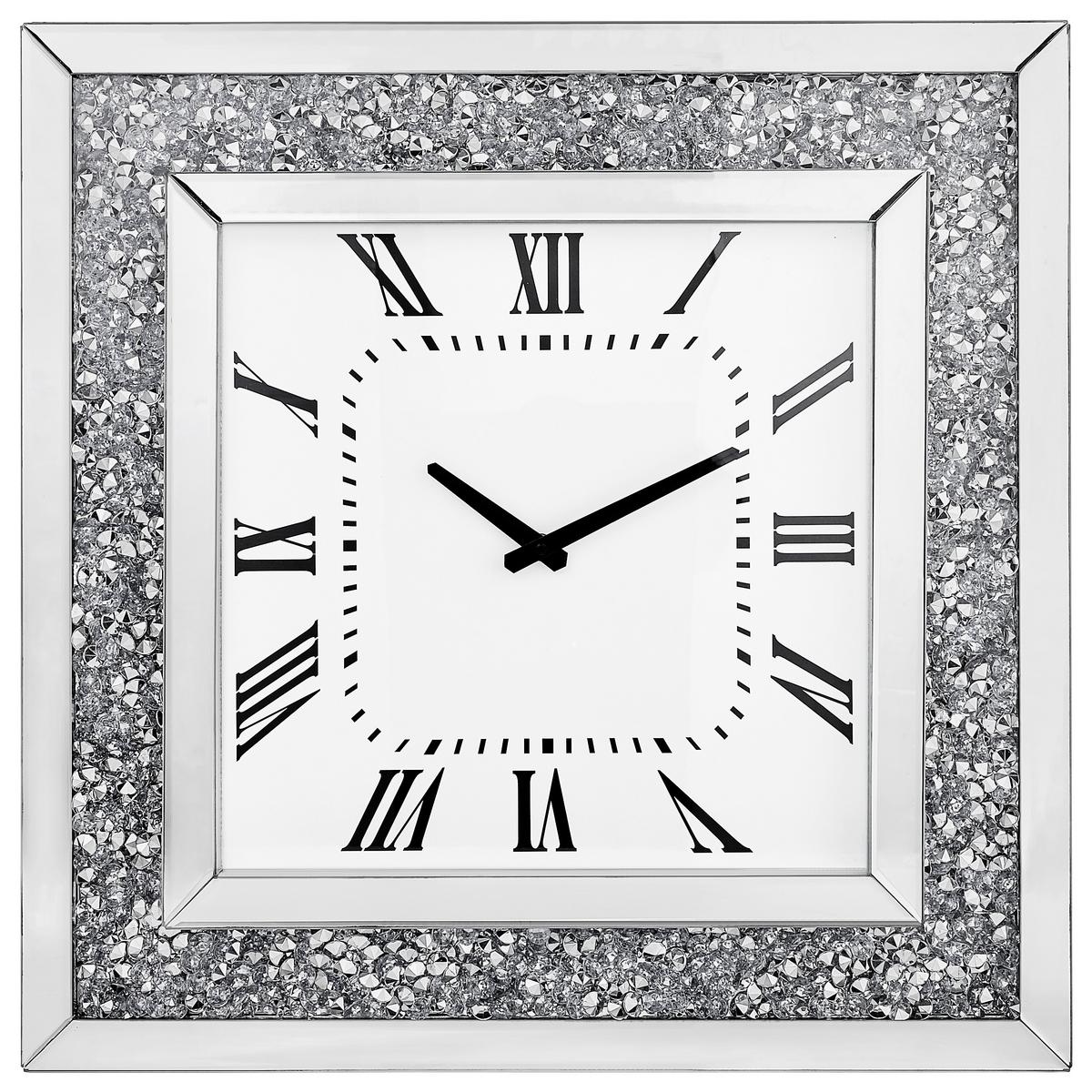 ZEGAR ŚCIENNY MILAN - kolor srebrny/biały, Design, materiał drewnopochodny/szkło (50/50/5cm) - Xora
